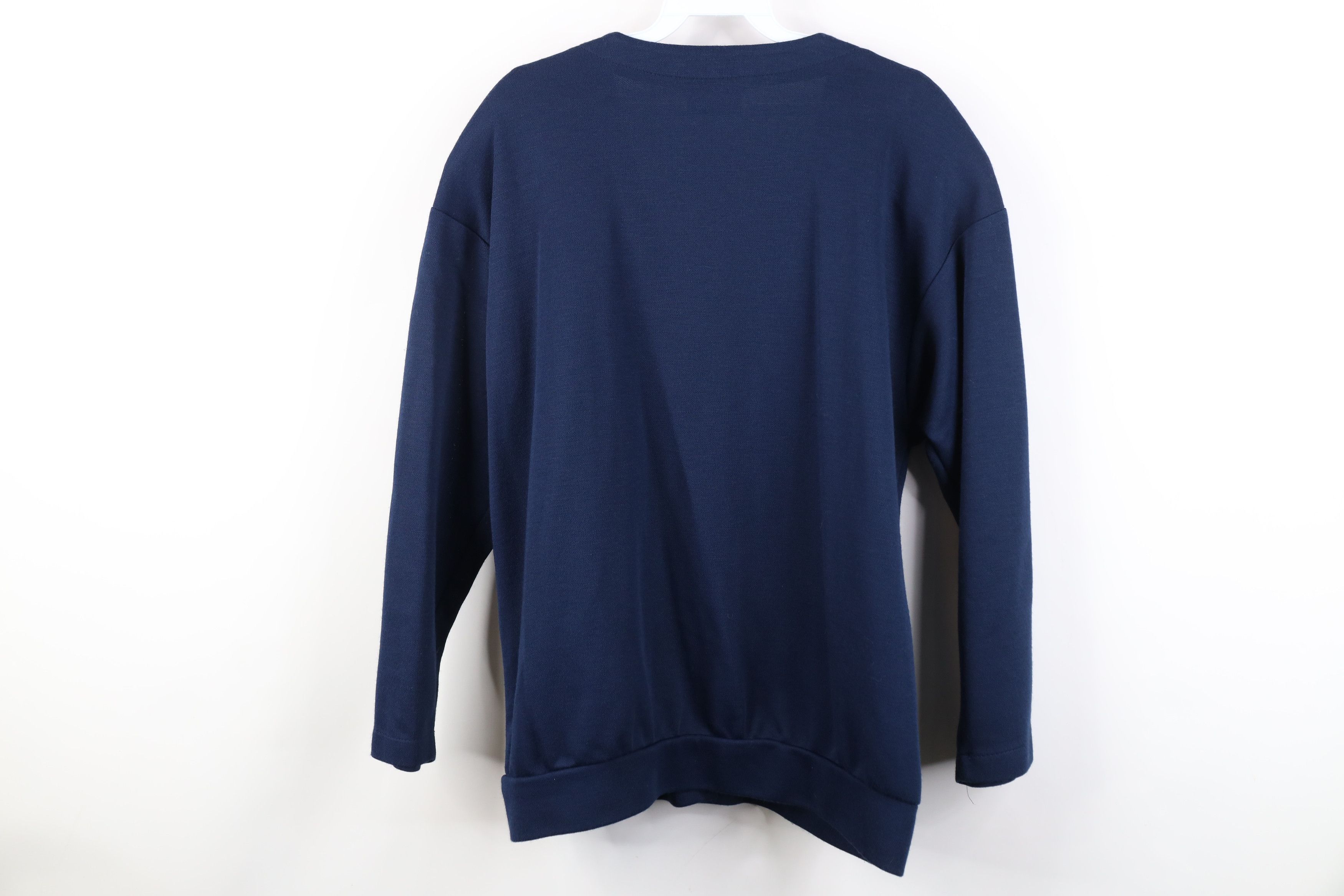 Vintage Vintage 70s Streetwear Pocket Cardigan Sweater Navy Blue USA Size XL / US 12-14 / IT 48-50 - 10 Thumbnail