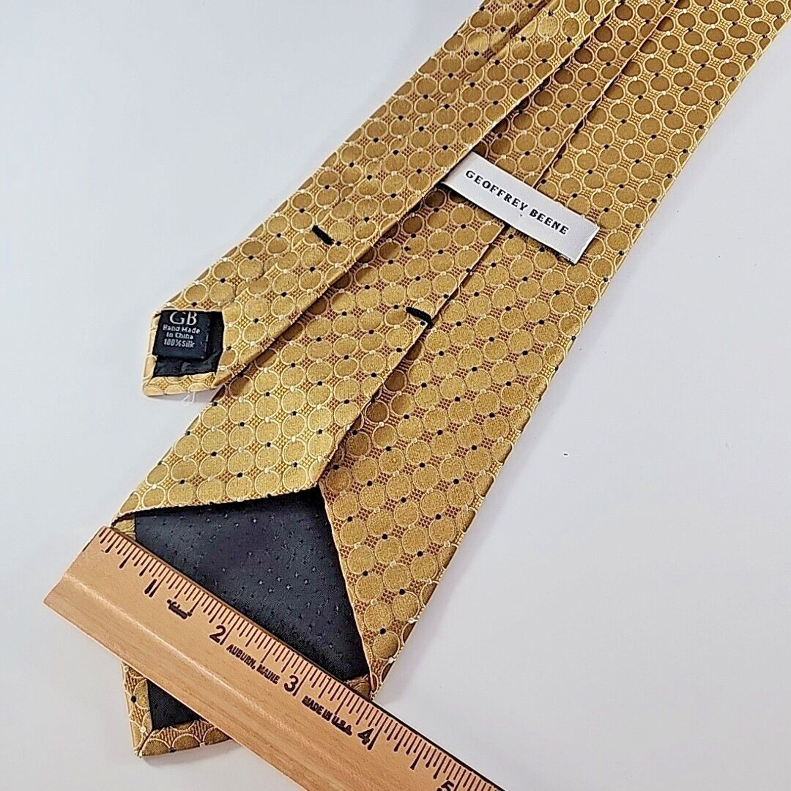 Geoffrey Beene Geoffery Beene Gold Geometric Silk Necktie - Like New Size ONE SIZE - 2 Thumbnail