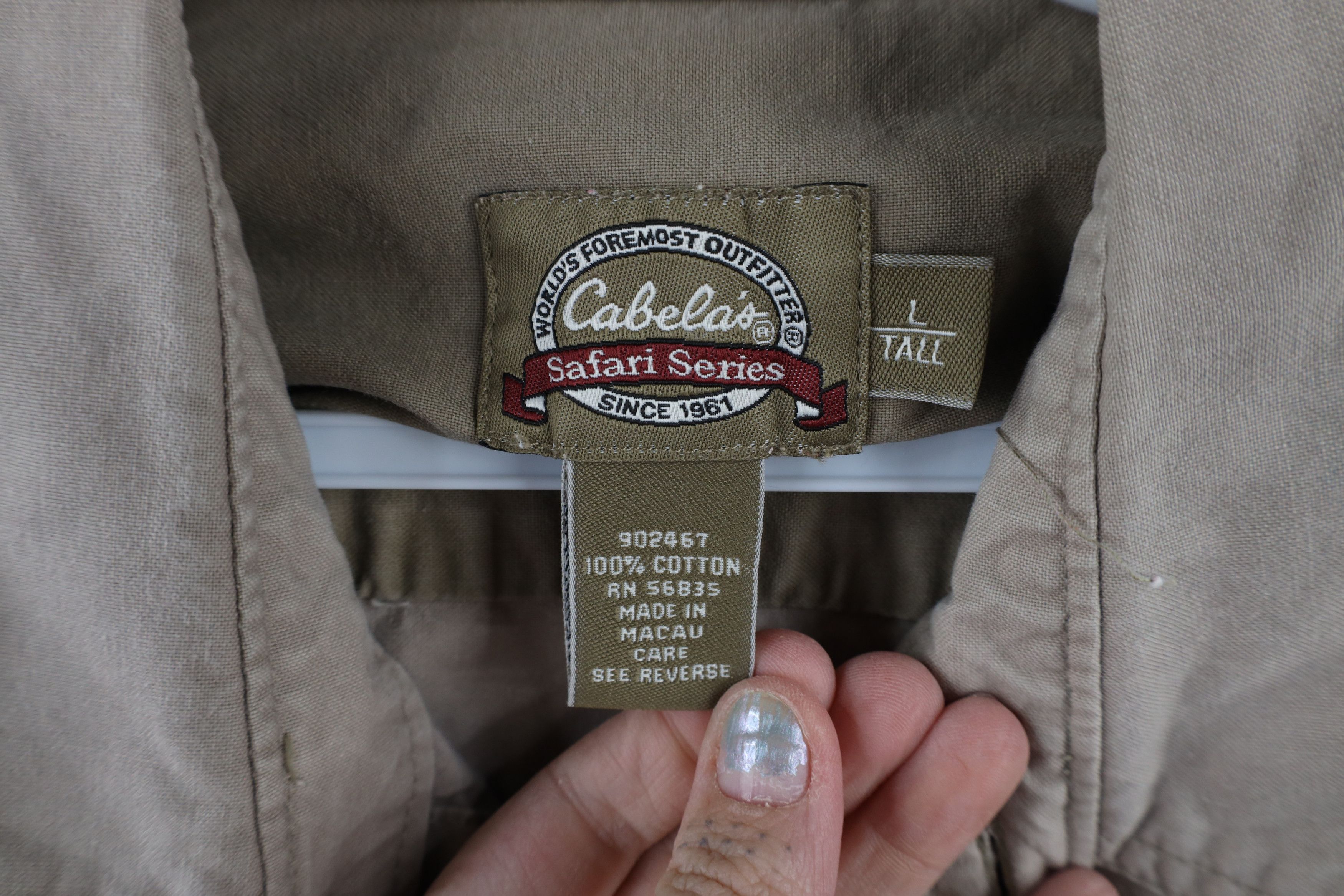 Cabelas × Vintage Vintage Cabelas Safari Hunting Bush Button Shirt Beige Size US L / EU 52-54 / 3 - 8 Thumbnail