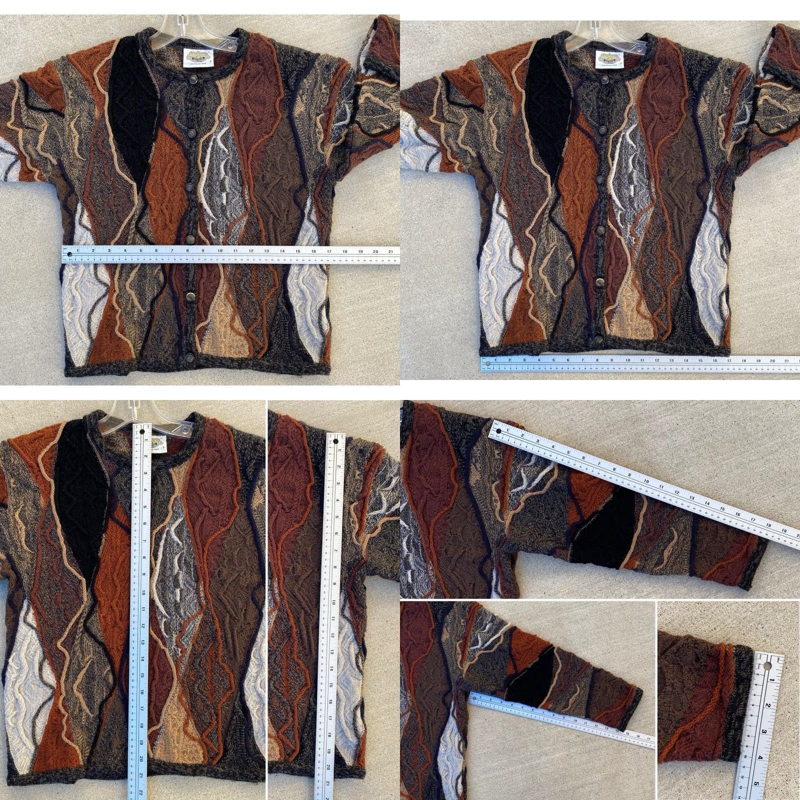 Vintage VINTAGE Aklända Australian Made Pure Wool Textured 3D Knit Cardigan Sweater L 90s Y2K Size L / US 10 / IT 46 - 11 Thumbnail
