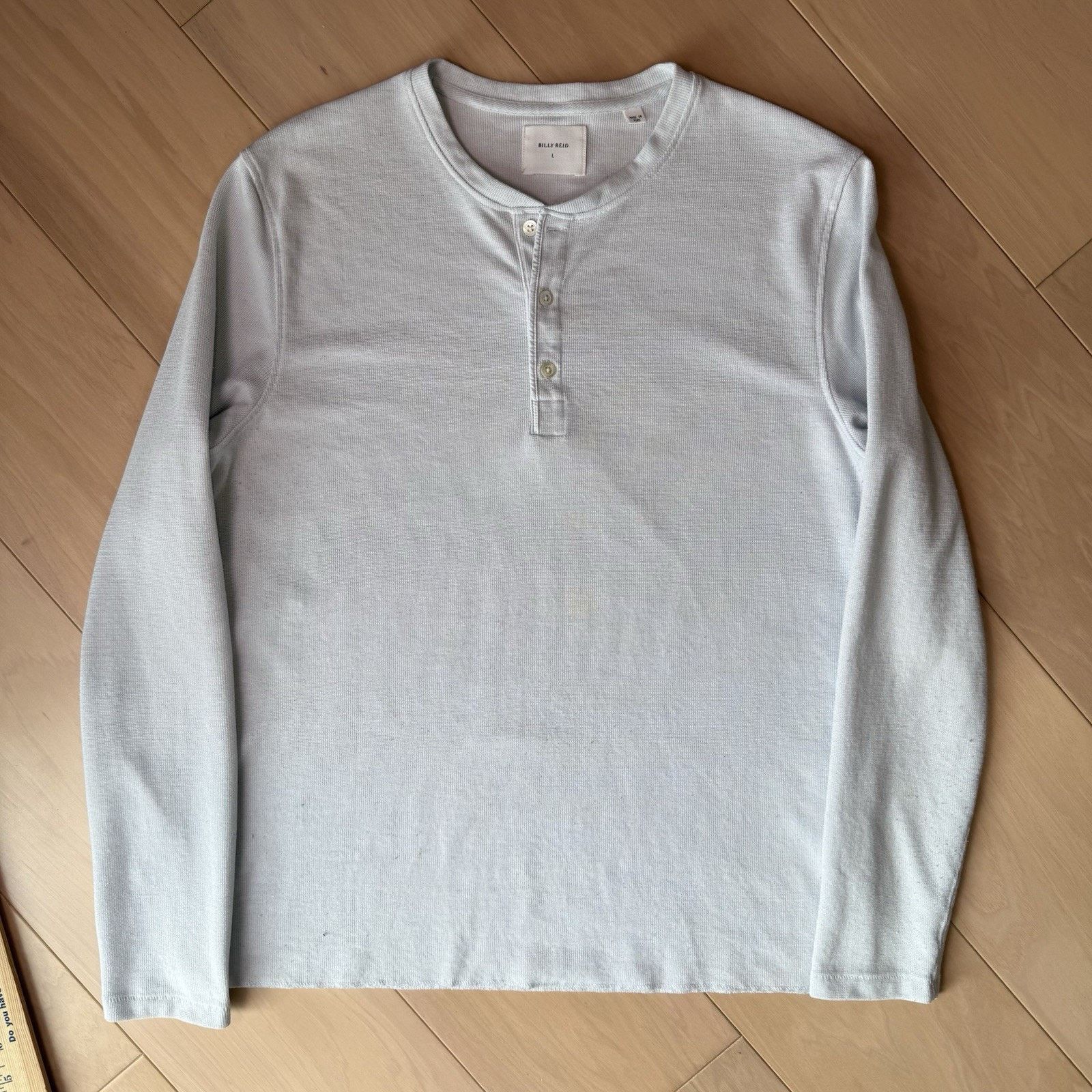 Billy Reid Billy Reid Henley Shirt L Gray Blue Tint Long Sleeve Cotton Size US L / EU 52-54 / 3 - 3 Thumbnail