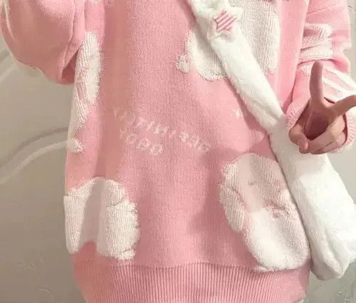 Aran Isles Knitwear × Other Kawaii Pink Cartoon Jacquard Oversized Sweater Men Size US M / EU 48-50 / 2 - 4 Thumbnail