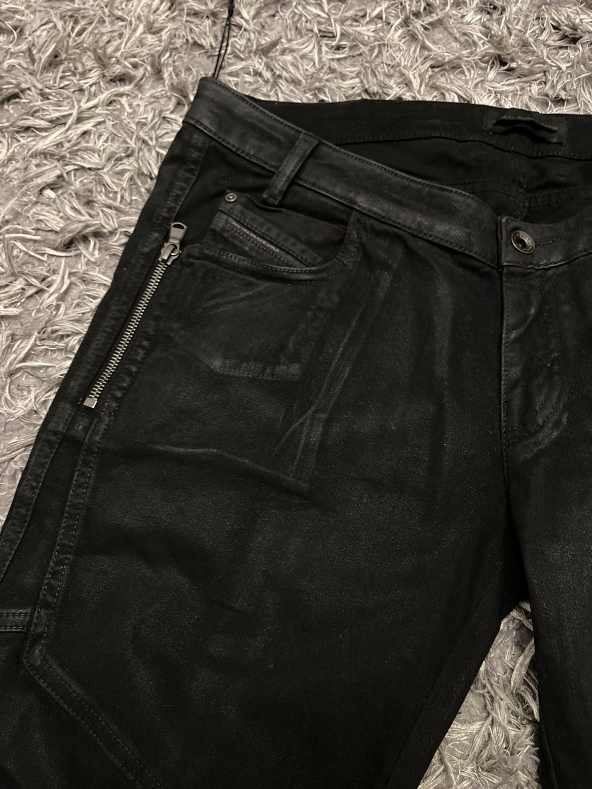 Archive avant garde waxed biker pants diesel black gold