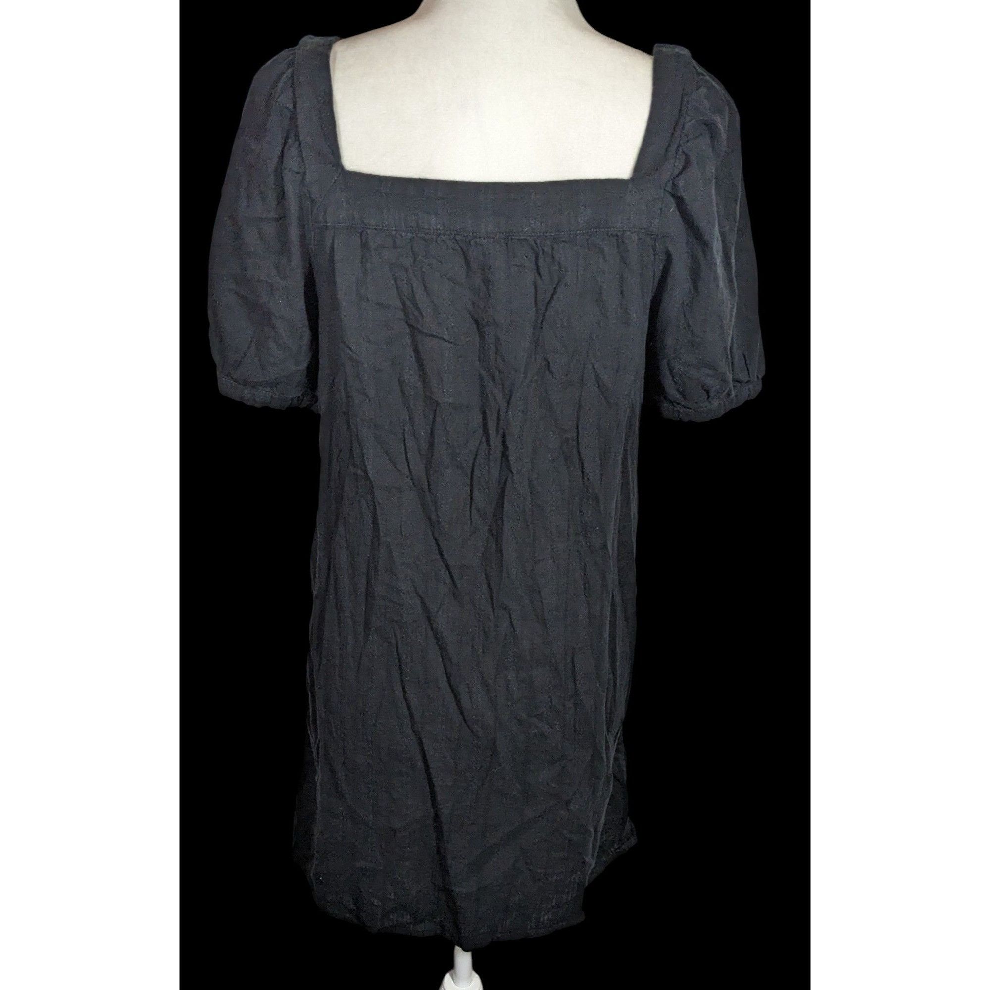 Old Navy Old Navy Black Mini Peasant Dress With Puff Sleeves Size S / US 4 / IT 40 - 2 Thumbnail