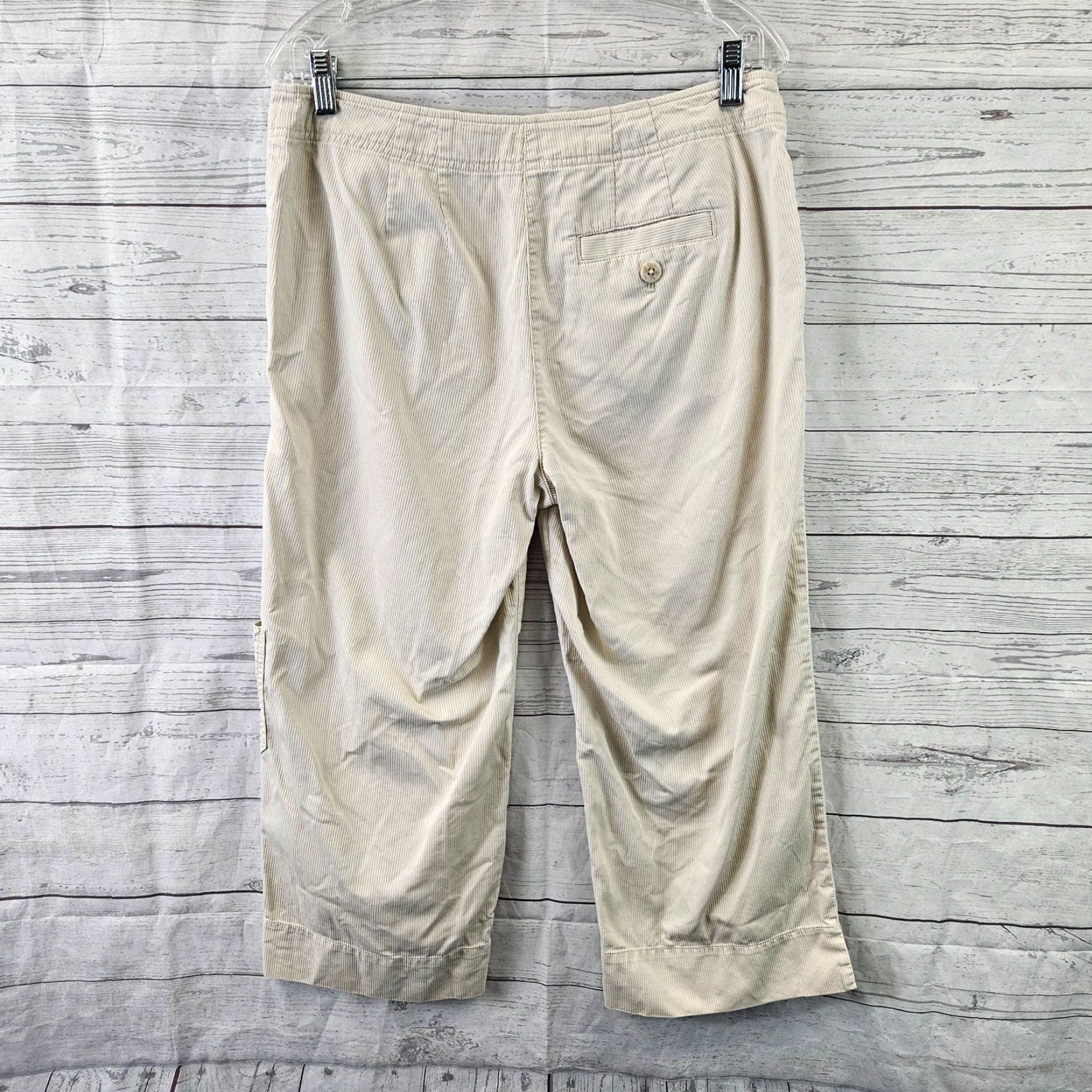 J. Jill J Jill Womens Cropped Pants Sz 10 Beige Mid Rise Cargo Pocket Cotton Pants Womens 10 Beige Crop Pockets Size 32" / US 10 / IT 46 - 3 Thumbnail