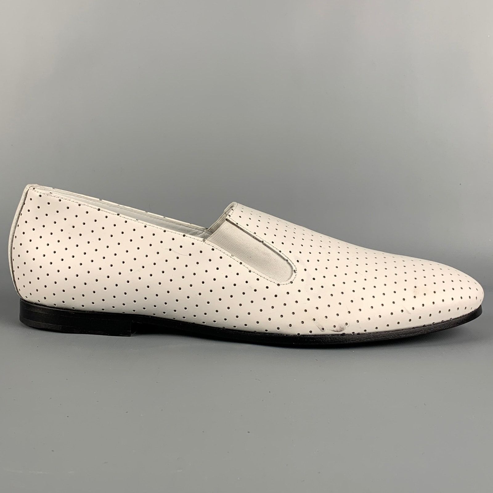 Paul Smith PAUL SMITH Size 10 White Perforated Leather Slip On Loafers Size US 10 / EU 43 - 1 Thumbnail