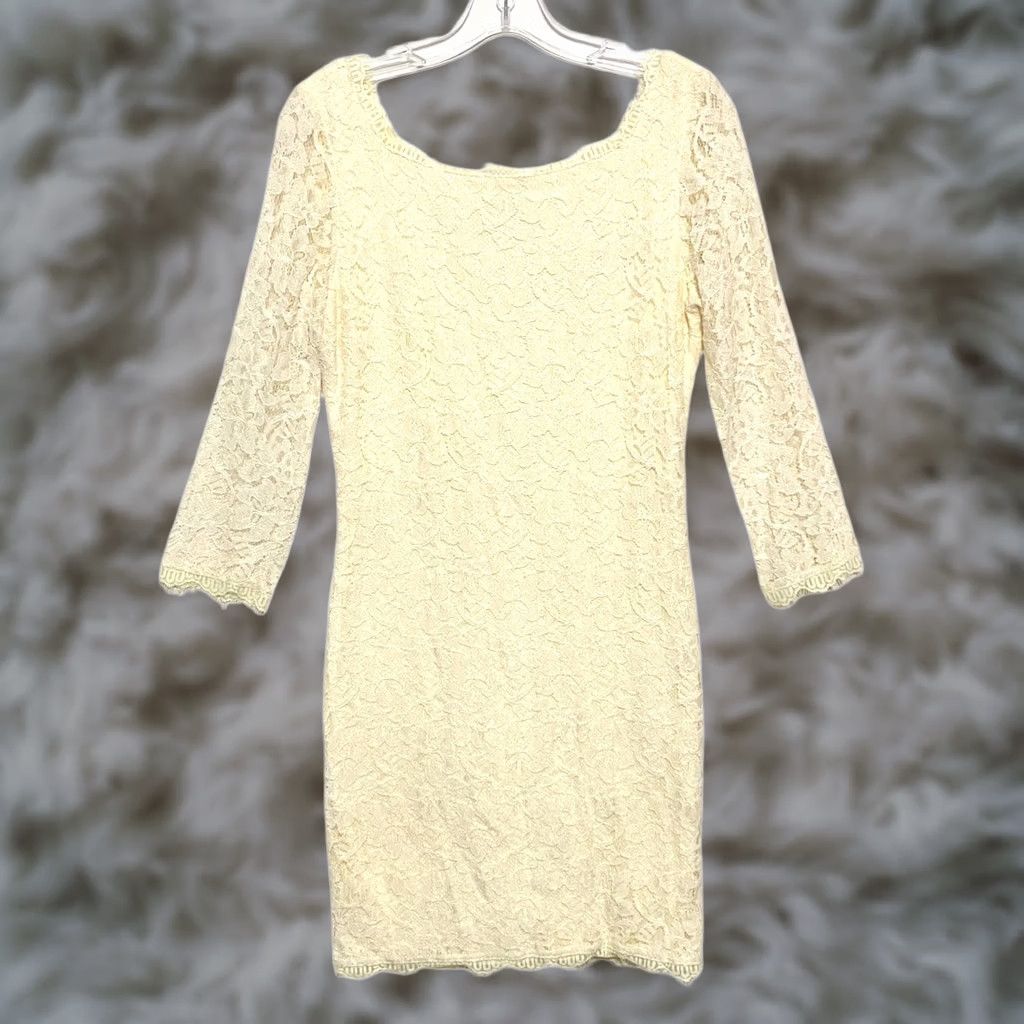 Diane von Furstenberg Diane von Furstenberg Zarita Cream Lace Shift Dress 8 Sheer Elegant Fairy Glam Dress Size M / US 6-8 / IT 42-44 - 1 Thumbnail