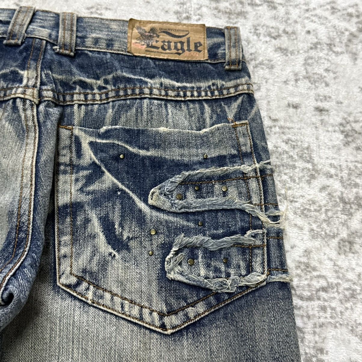 Japanese Brand Euro Eagle Patchwork Distressed Studded Loose Jeans Size US 30 / EU 46 - 12 Thumbnail