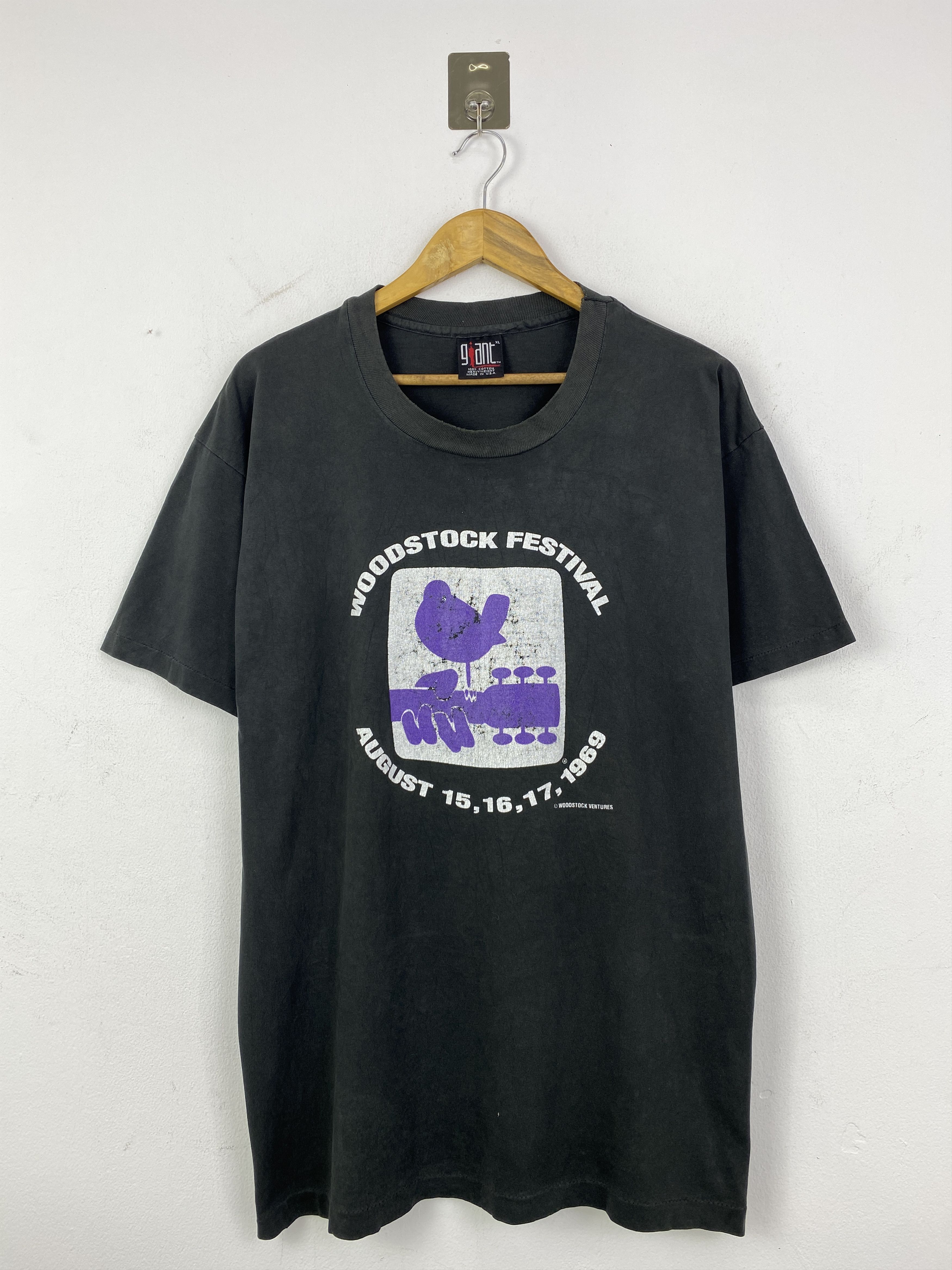 Giant Vintage 90s Woodstock Festival T Shirt TA0743 Size US XL / EU 56 / 4 - 1 Thumbnail