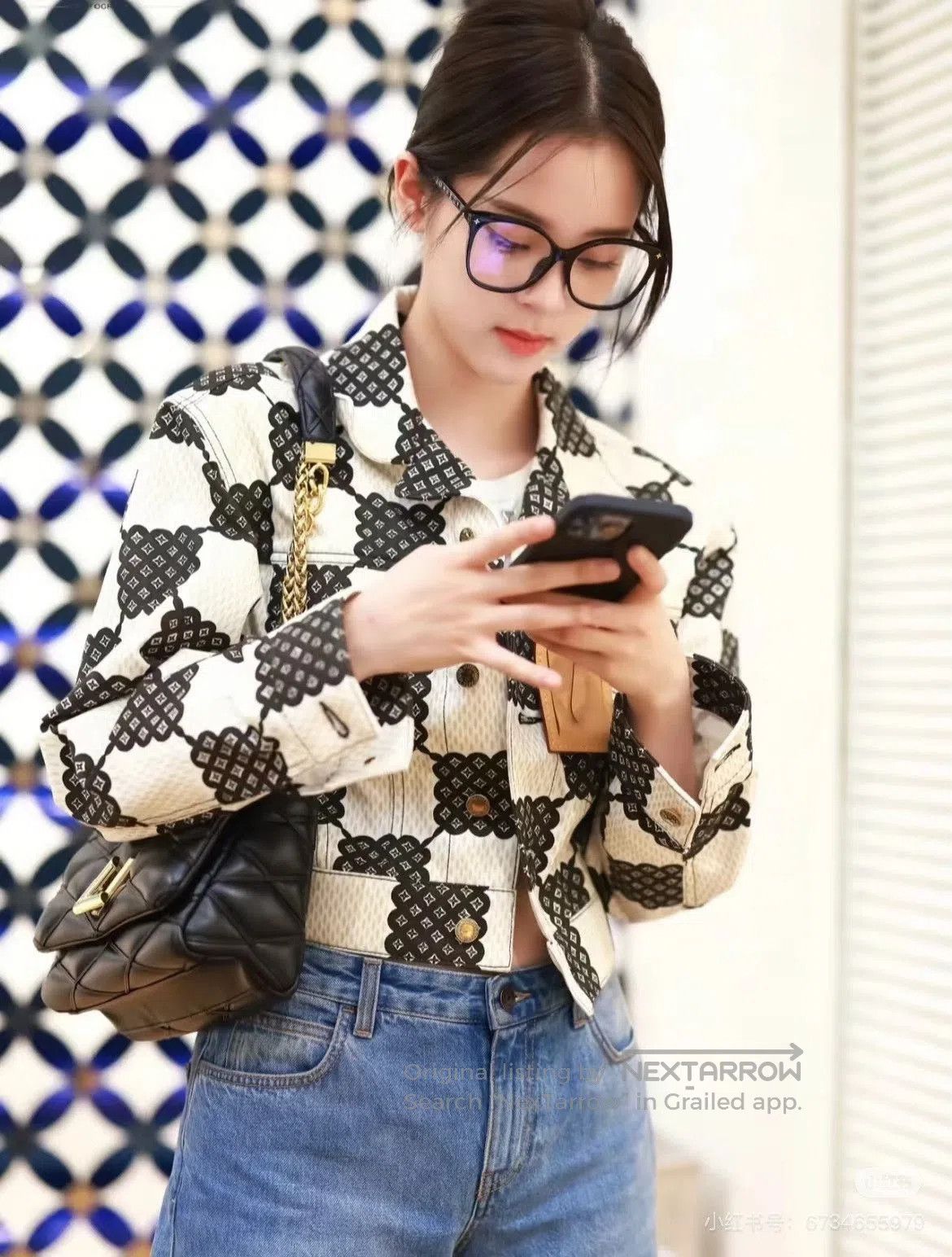 Louis Vuitton LV Black White Checkerboard Denim Jacket. Size S / US 4 / IT 40 - 9 Thumbnail