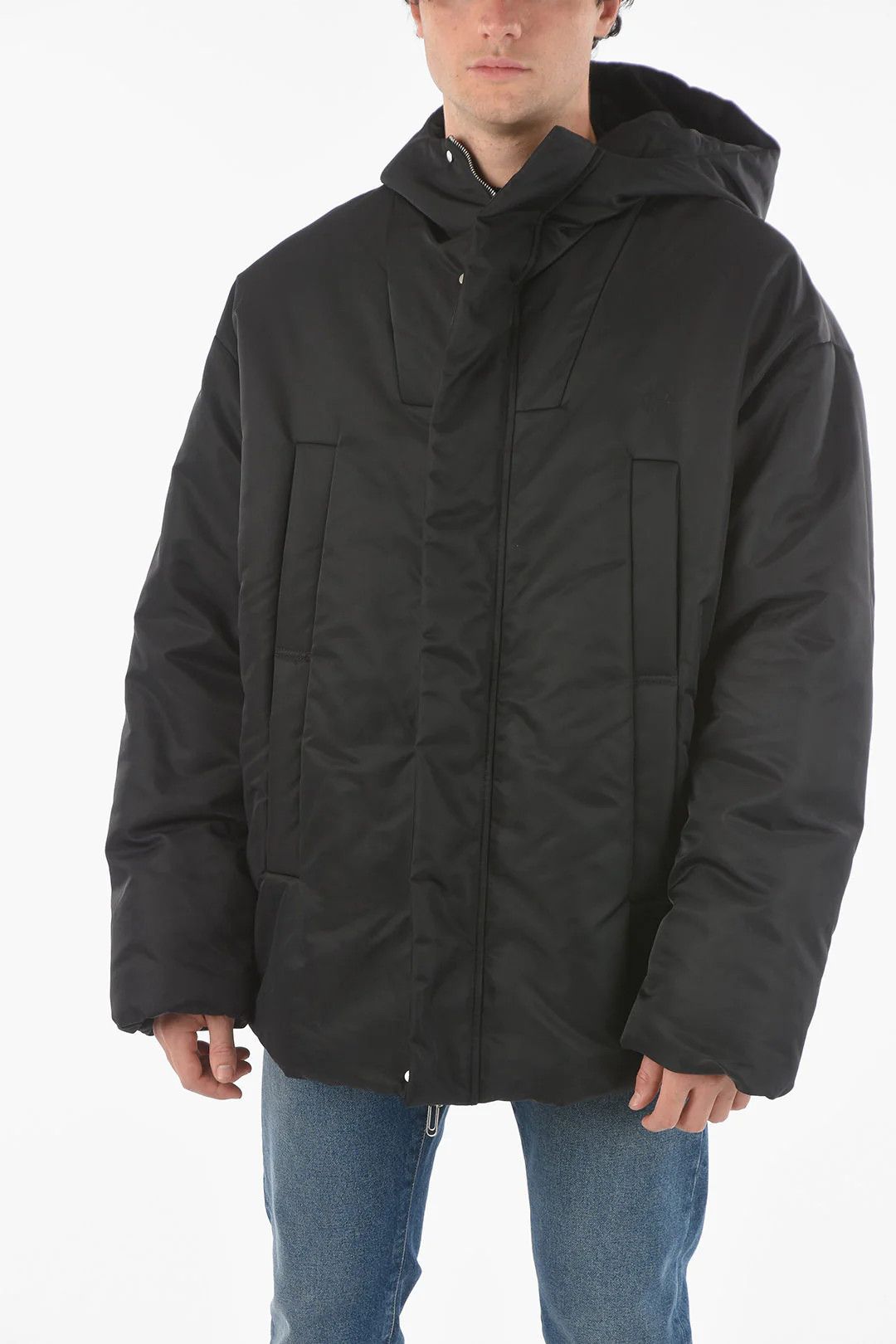 Off-White og1mm0426 Tech Fabric Padded Parka in Black Size US M / EU 48-50 / 2 - 1 Thumbnail