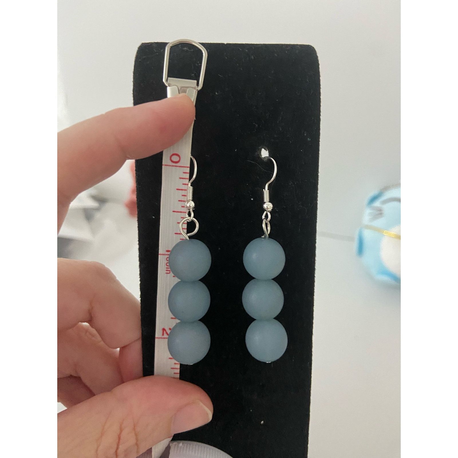 Handmade Light blue bead earrings Size ONE SIZE - 3 Thumbnail