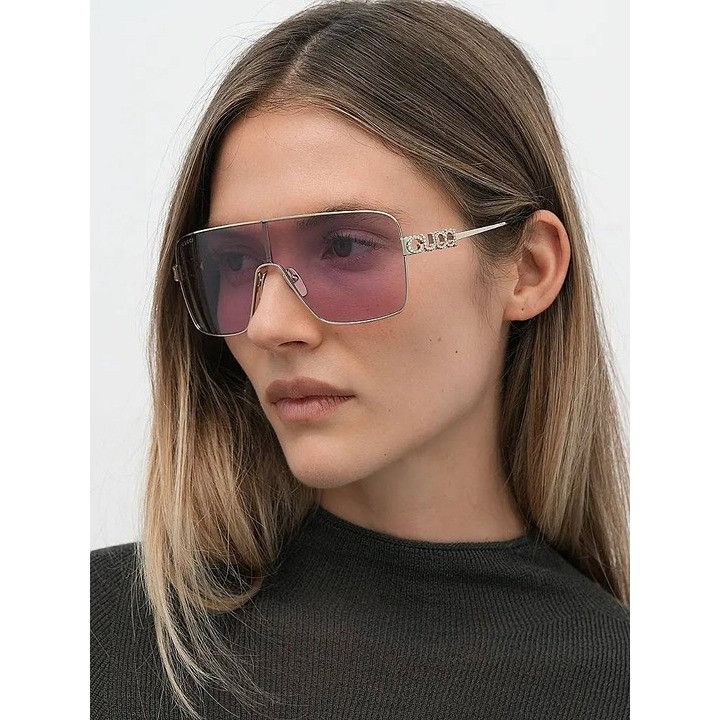 Gucci Gucci GG1936S 002 Sunglasses Gunmetal Grey Shield Frame Size ONE SIZE - 3 Thumbnail