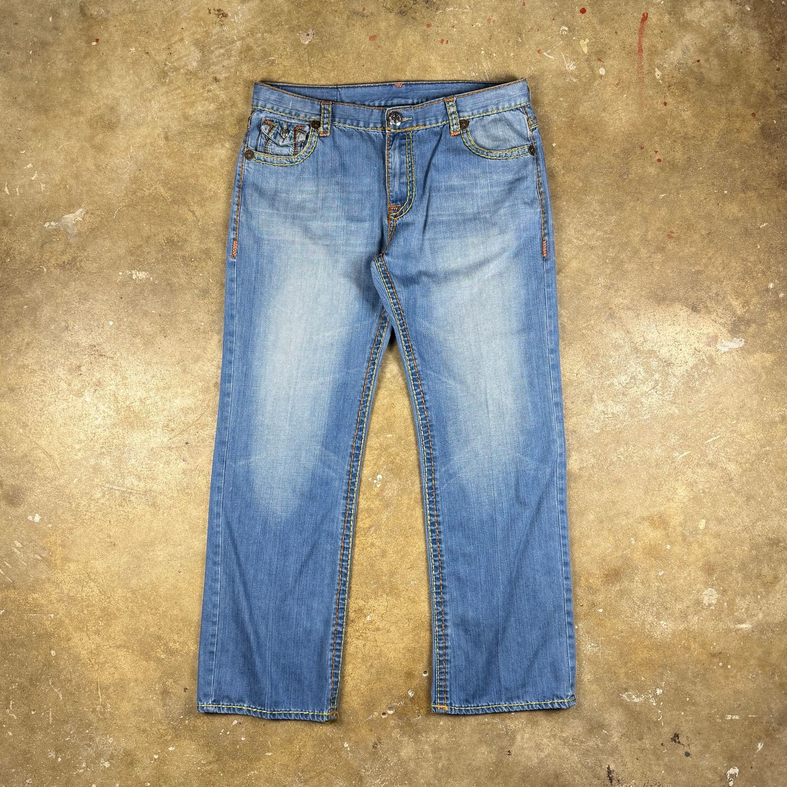 True Religion True Religion Jeans Men’s 40 Rainbow Stitch Straight Leg Size US 39 - 1 Thumbnail