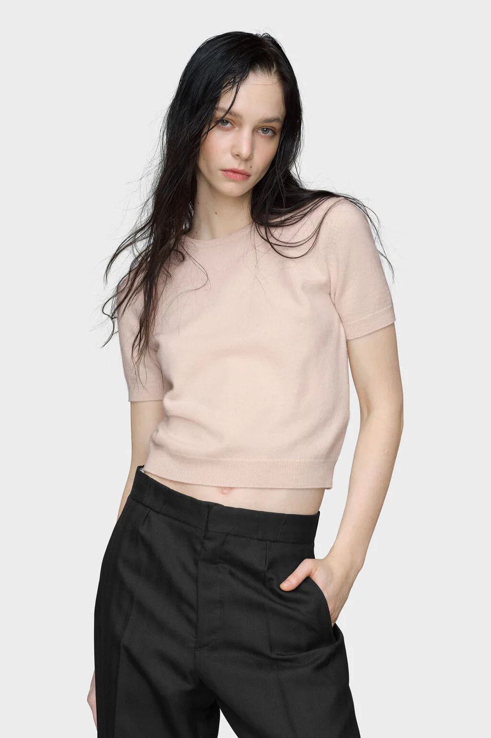 Maison Margiela o1w1db10526 Crewneck Knit Top in Pale Pink Size L / US 10 / IT 46 - 2 Thumbnail