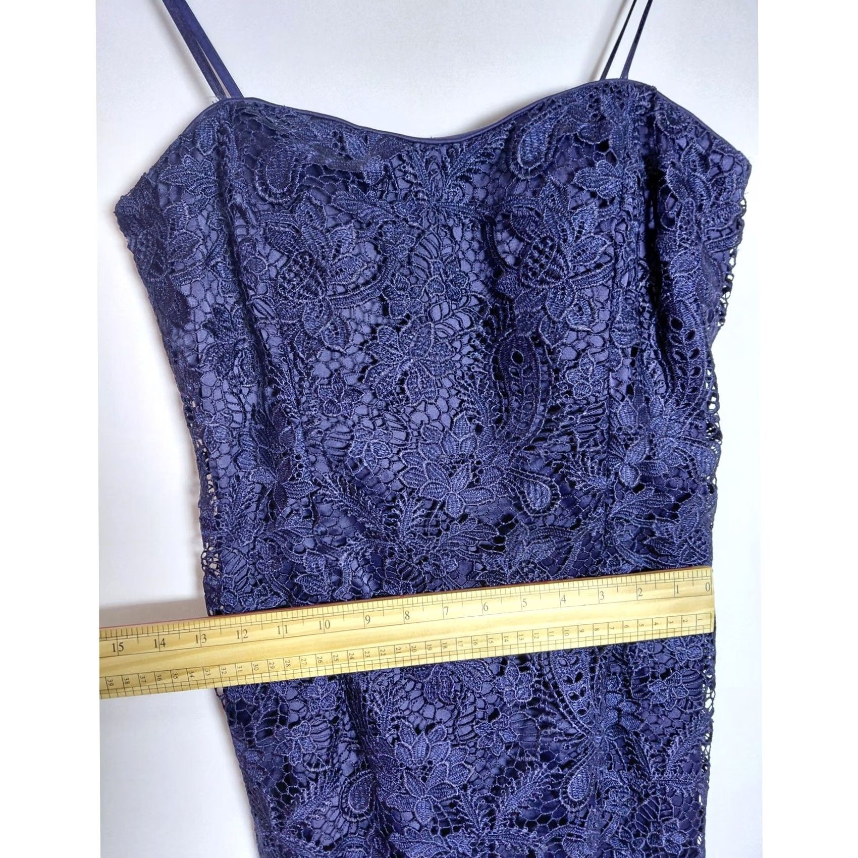 Adrianna Papell Adrianna Papell Lace Dress Blue Solid Sleeveless Knee Length Women Size 8 Size M / US 6-8 / IT 42-44 - 5 Thumbnail