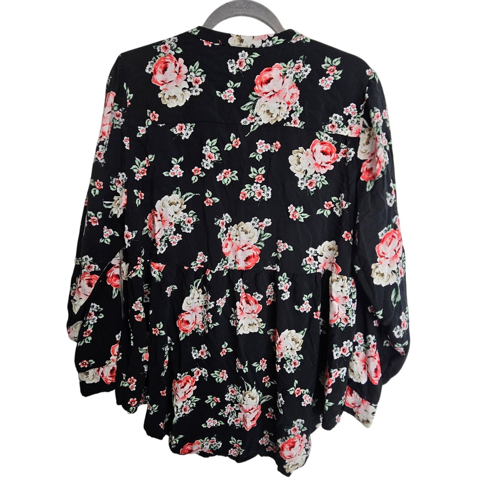 Corridor Torrid Long Sleeve Shirt Floral Black Button Front Shirt 1X Size XXL / US 16-18 / IT 52-54 - 8 Thumbnail