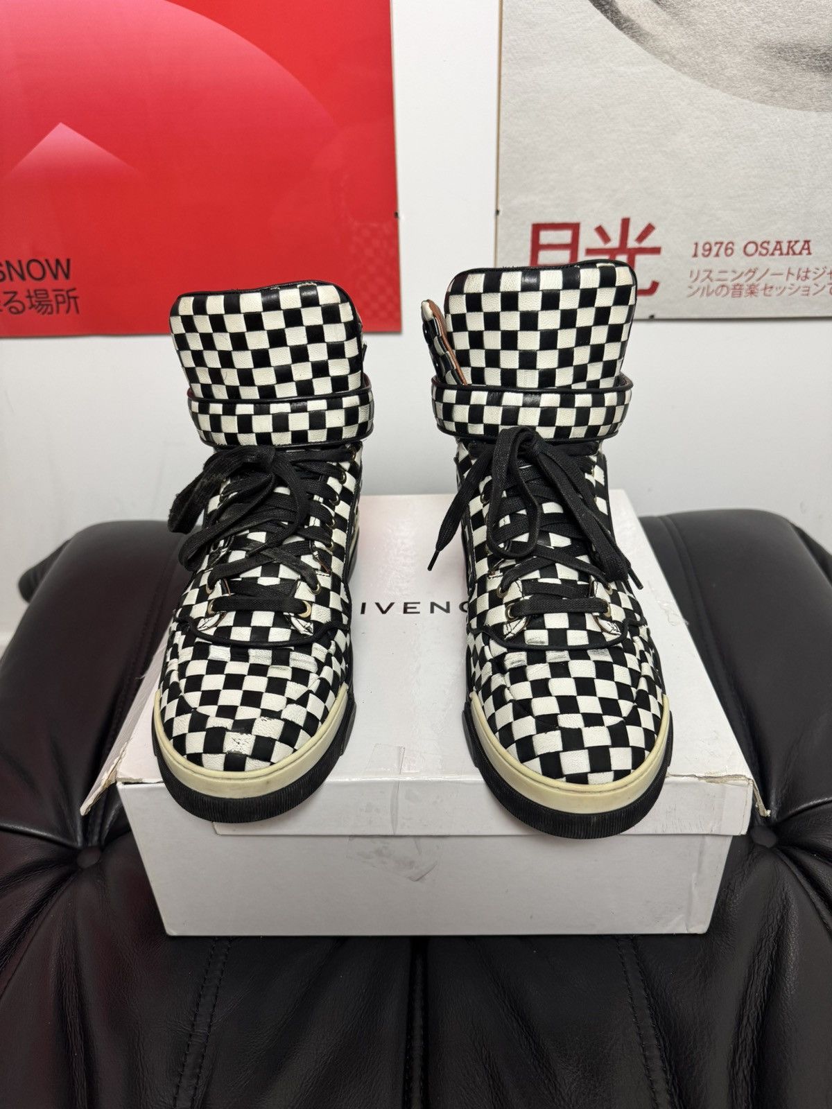 Givenchy Givenchy Tyson High-Top Sneakers Woven Leather Checkerboard Size US 7.5 / EU 40-41 - 2 Thumbnail