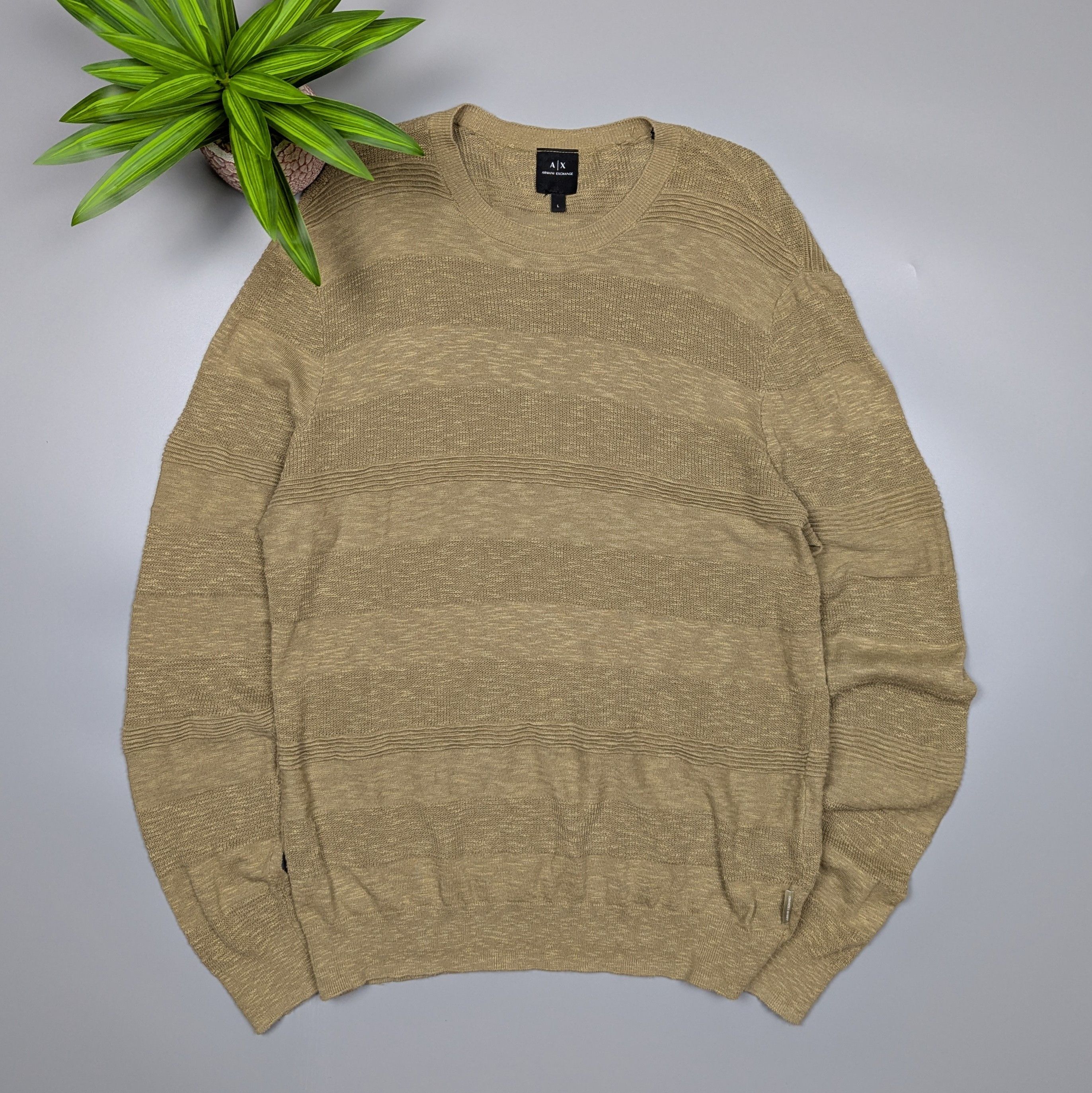 Armani Exchange Armani Exchange Men’s Sweater L Beige Linen Blend Size US L / EU 52-54 / 3 - 2 Thumbnail