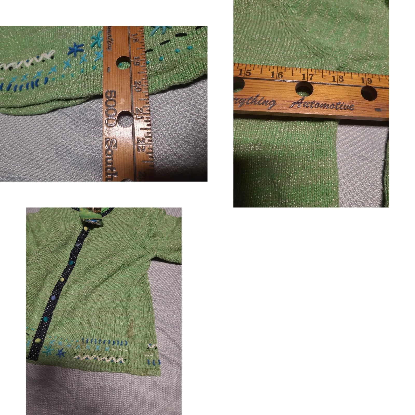 Vintage VTG Icelandic Design Cardigan Sweater Womens S Green Silk Cotton Knit Fair Isle Button Knitwear Buttoned Long Sleeve NWT Size S / US 4 / IT 40 - 8 Thumbnail