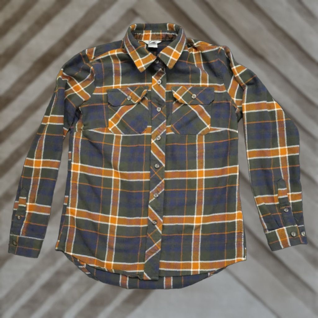 CO Duluth Trading Co Shirt Womens XS Orange Green Plaid Button Up Flannel Size XS / US 0-2 / IT 36-38 - 1 Thumbnail