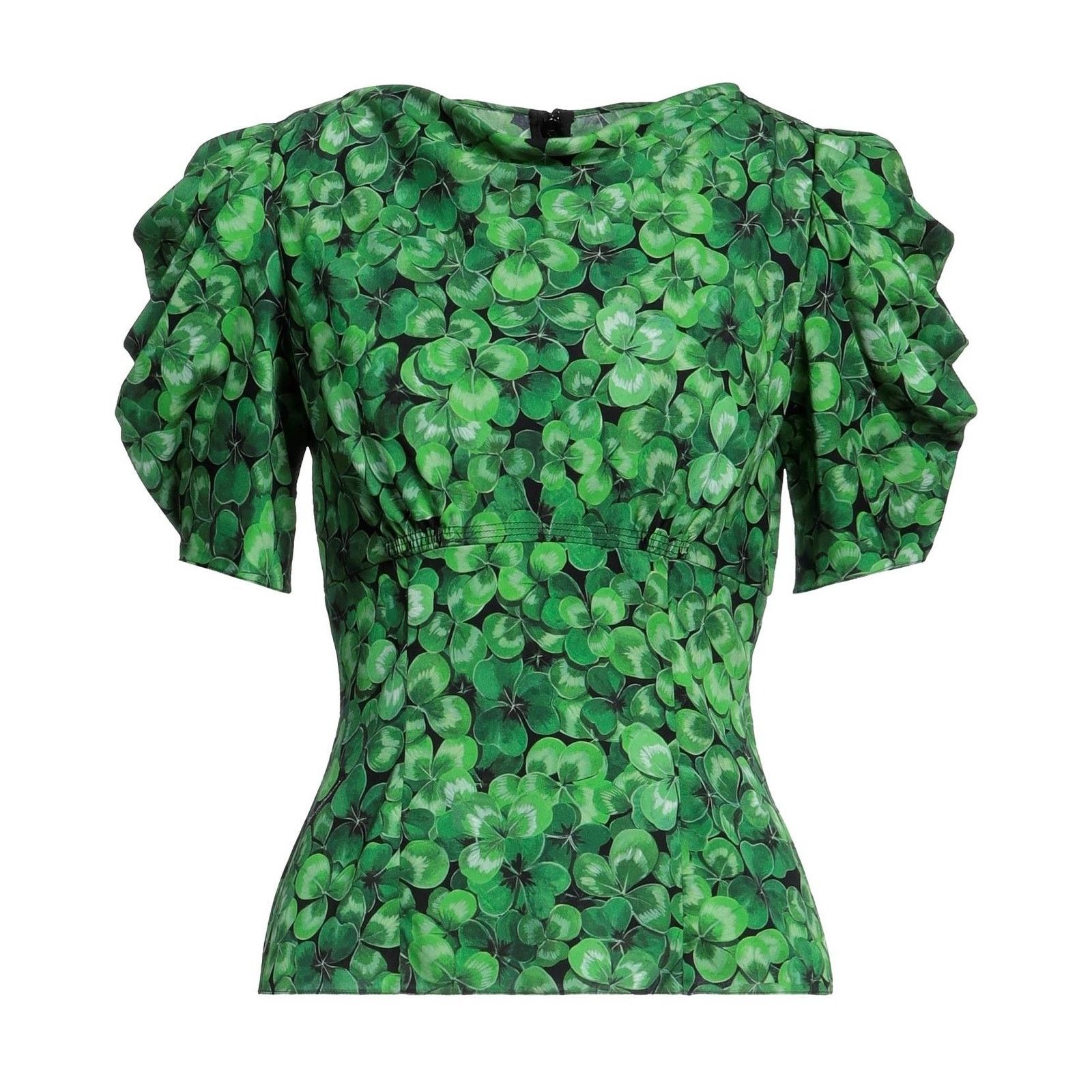 Dolce & Gabbana Dolce & Gabbana Green Clover Print Blouse Silk IT 36 XXS Size XS / US 0-2 / IT 36-38 - 2 Thumbnail