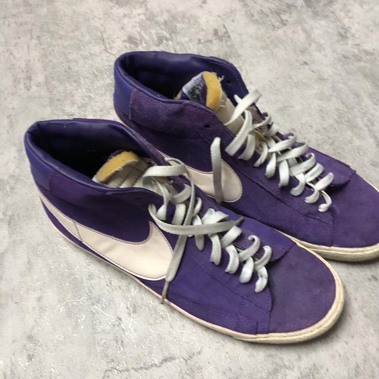 Nike Purple and white Nike high top trainers #skater Size US 9 / EU 42 - 2 Thumbnail