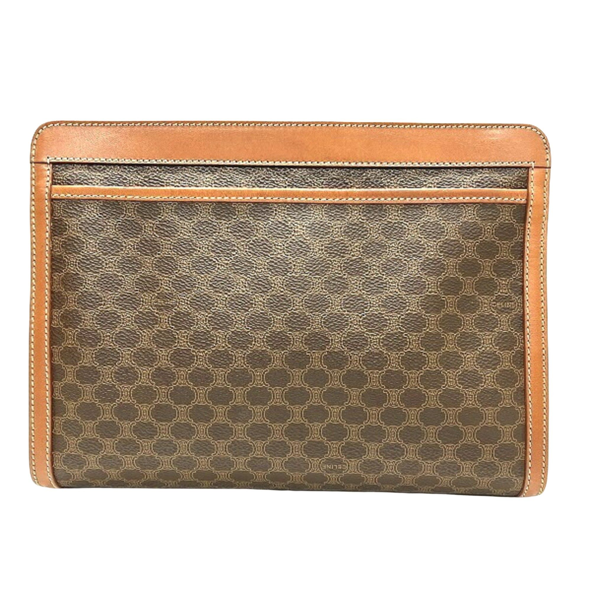 image of Celine Céline Macadam Clutch in Brown, Women's
