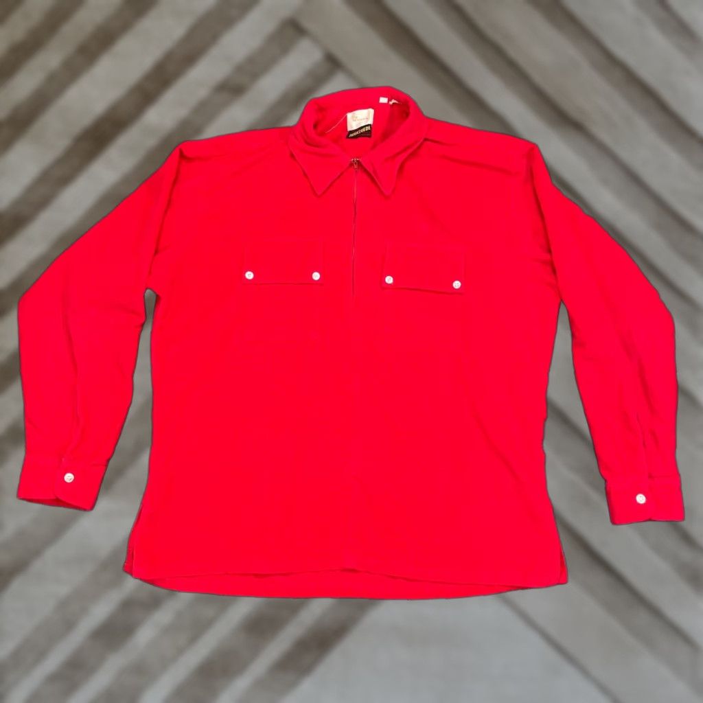 Vintage VINTAGE Heeksuede Shirt Mens XL Red Long Sleeve Western Zip Adult Size US XL / EU 56 / 4 - 1 Thumbnail
