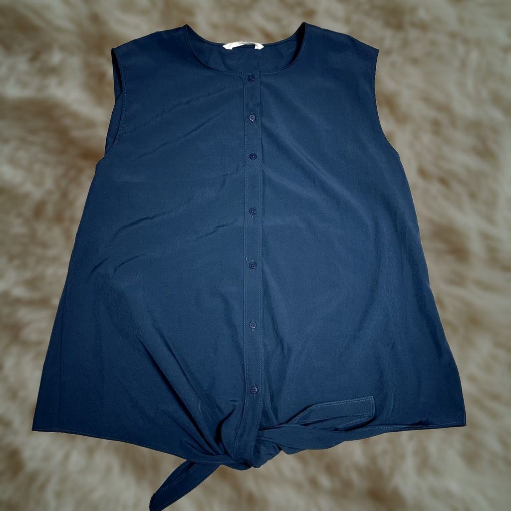 Mountain Khakis VINTAGE Mountain Khakis Blue Top Blouse Shirt Sleeveless Knot Front Relaxed Fit Women XL Size XL / US 12-14 / IT 48-50 - 1 Thumbnail