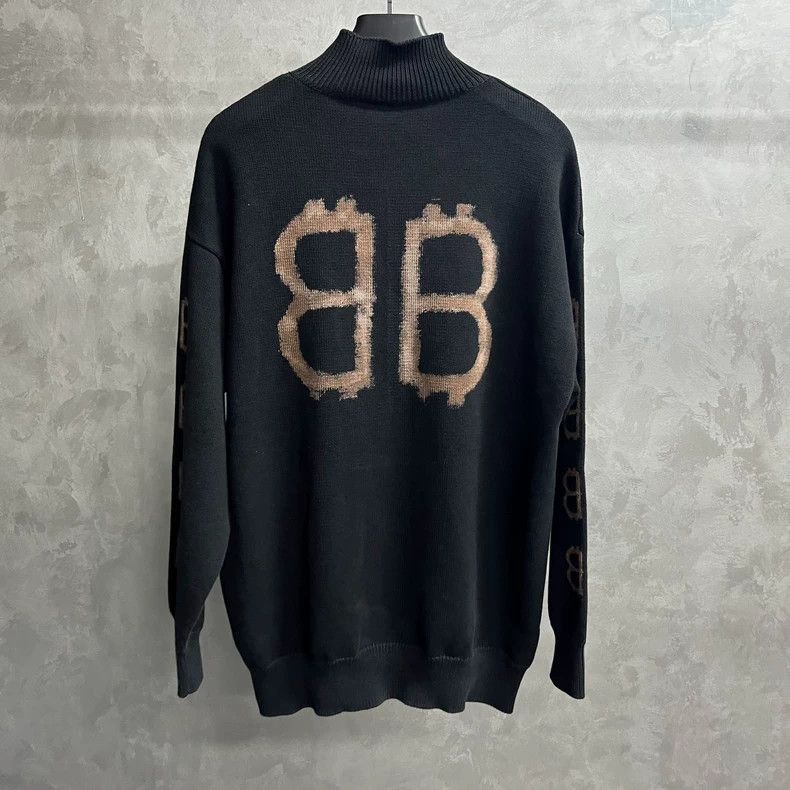 Balenciaga Balenciaga Black monogrammed stand-up collar long-sleeved Size US XS / EU 42 / 0 - 5 Thumbnail