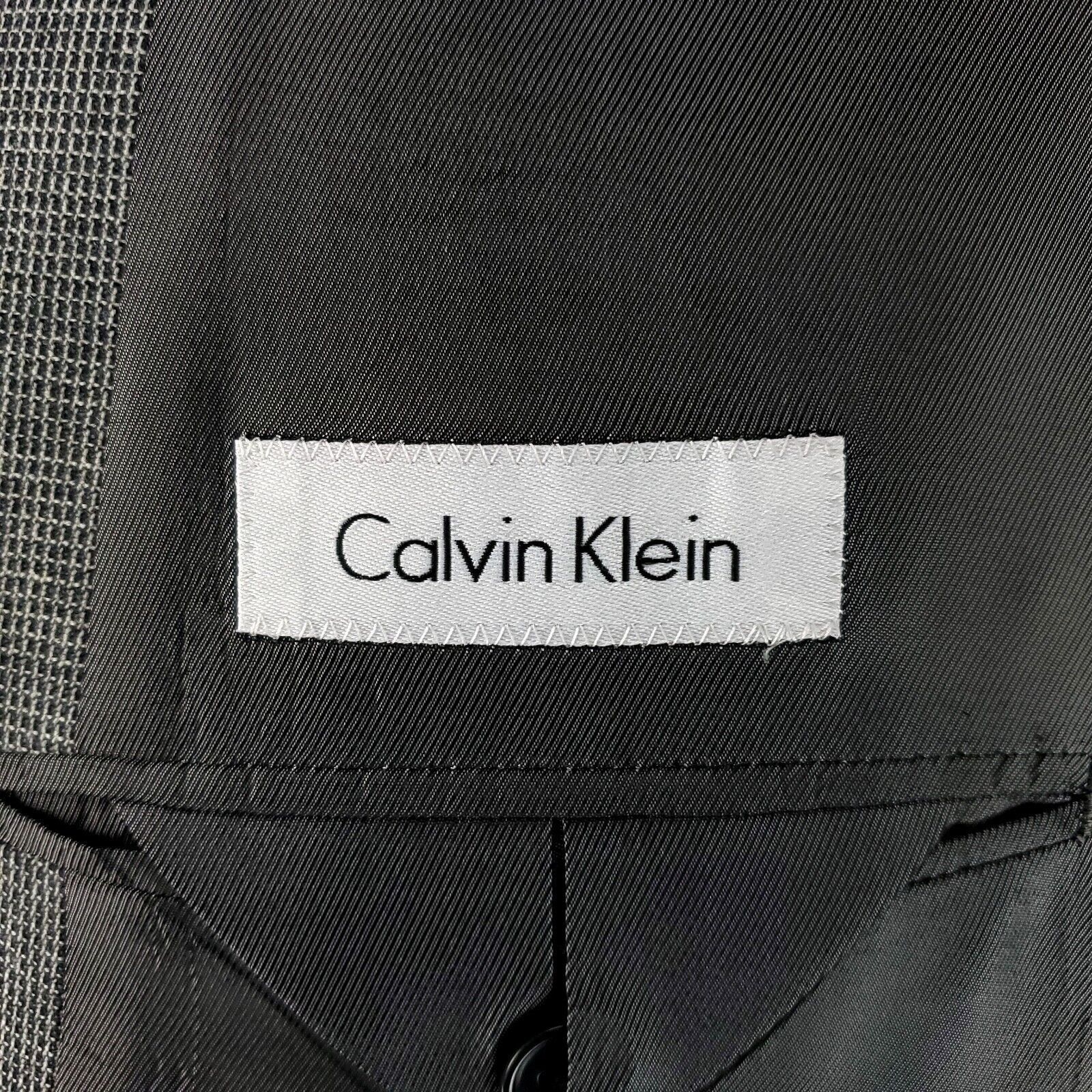 Calvin Klein Calvin Klein Heavy Wool 3 Button Sport Coat 40R Gray Check B Size 40R - 7 Thumbnail