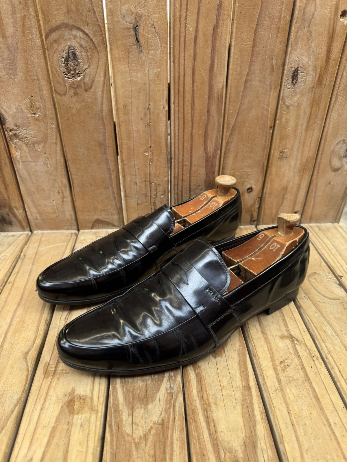 Prada Prada Men’s Penny black Leather Loafers Size Uk 9.5 USA 10.5 Size US 10.5 / EU 43-44 - 2 Thumbnail