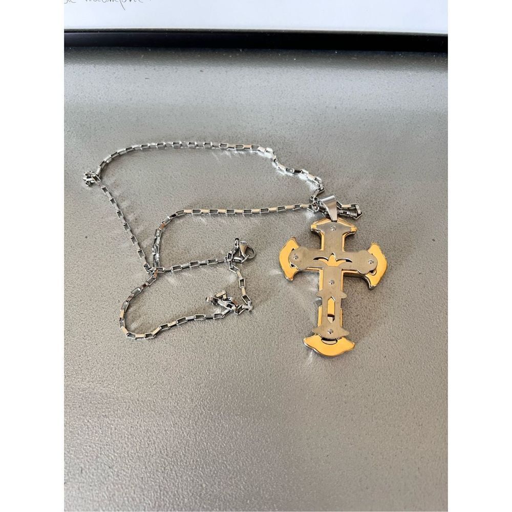 NBDN Nobrandedon Stainless Steel Triple Layer Cross Pendant Necklace Size ONE SIZE - 1 Thumbnail