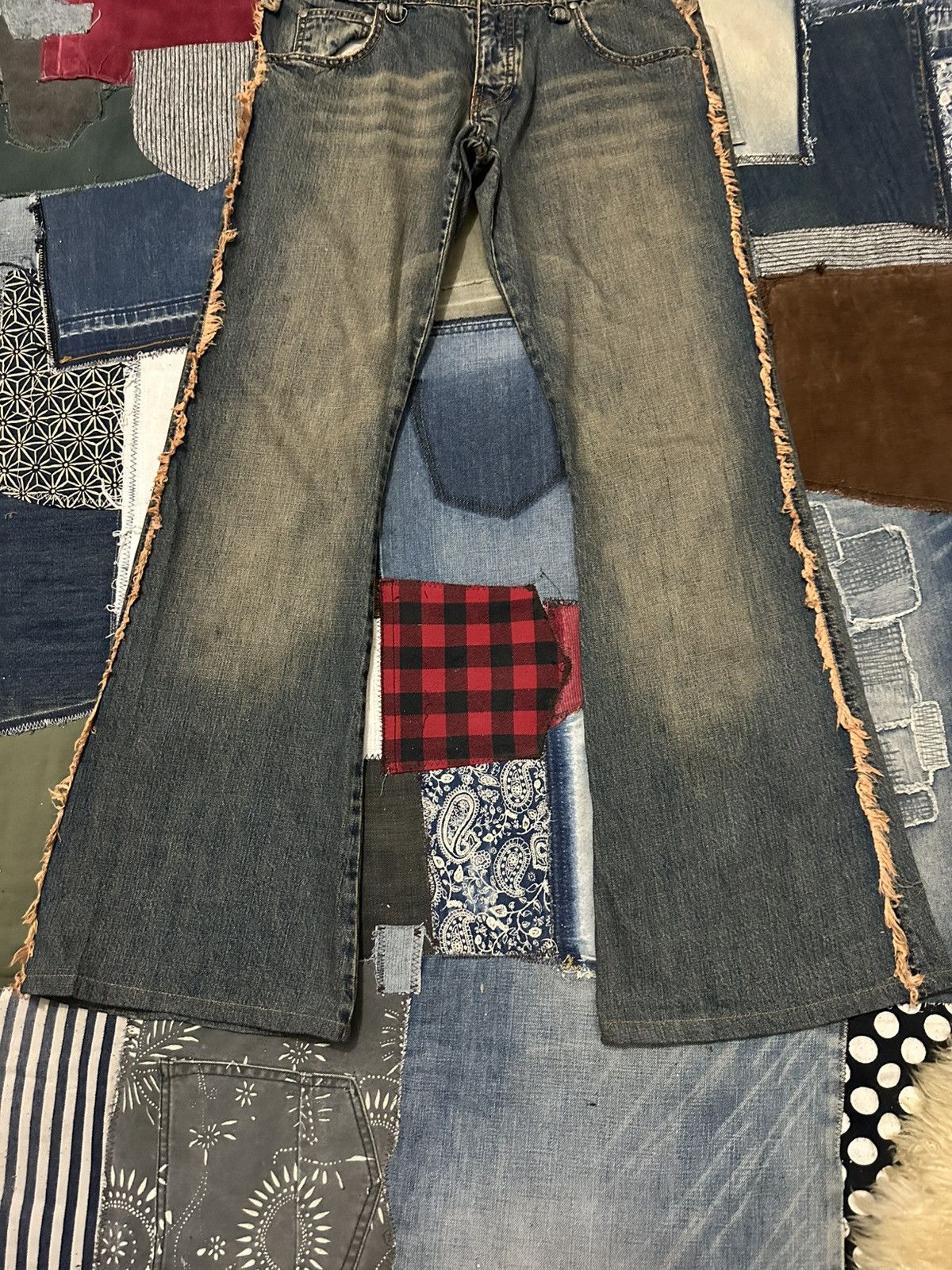 Tornado Mart Tornado Mart Distressed Denim Flared Frayed Jeans Size US 33 - 3 Thumbnail
