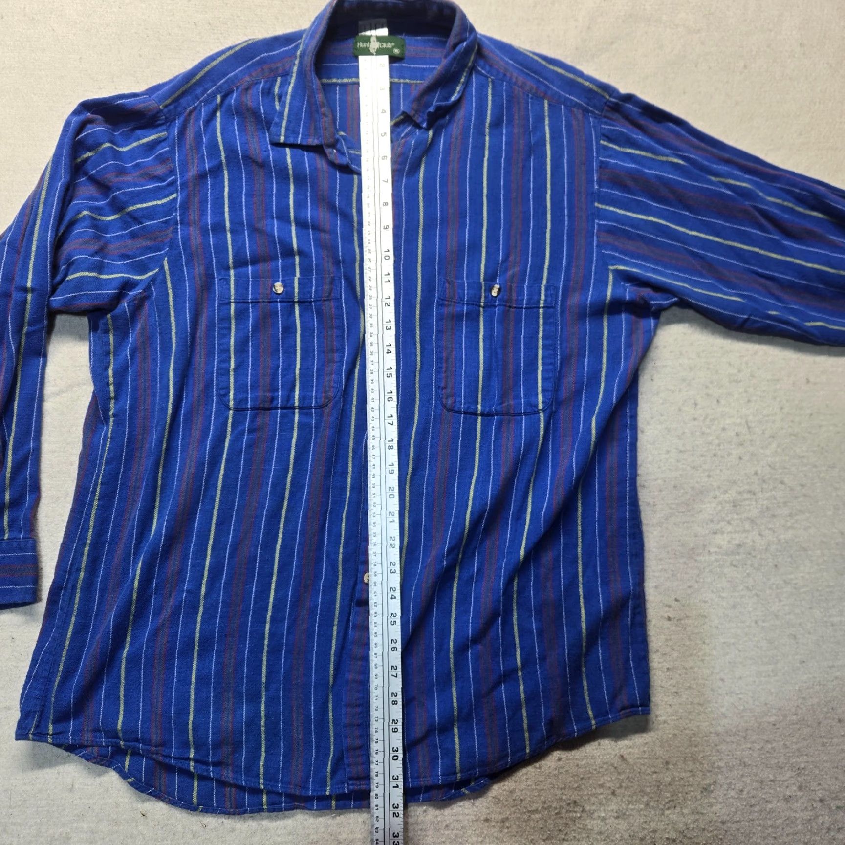 Vintage Hunt Club Shirt Button-Up XL Men's Blue Striped Flannel 100% Cotton Long Sleevecollar Down Button-Down Casual Workwear 90s? Size US XL / EU 56 / 4 - 5 Thumbnail