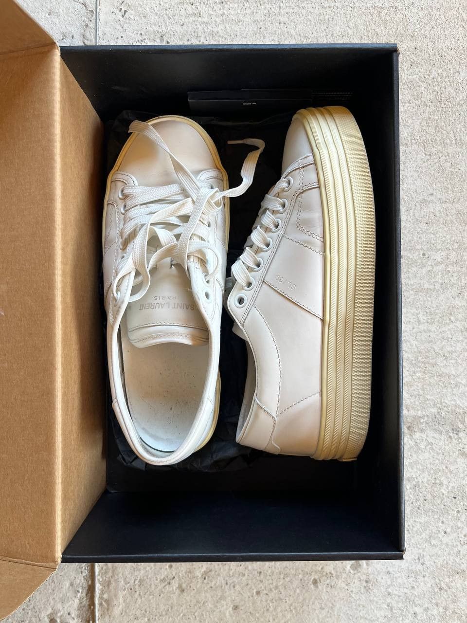 Hedi Slimane × Saint Laurent Paris Saint Laurent SL/39 Platform Leather Court Shoes Size US 6 / IT 36 - 2 Thumbnail