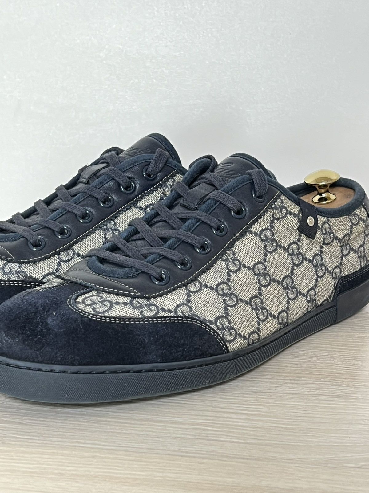 Gucci Gucci GG Supreme Monogram Canvas Sneakers Navy Suede Size US 9.5 / EU 42-43 - 8 Thumbnail