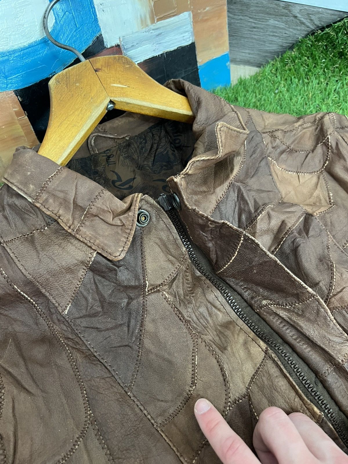 Vintage Y2K Faux Leather Patchwork Jacket like cdg yohji jpg 00s Size US L / EU 52-54 / 3 - 9 Thumbnail