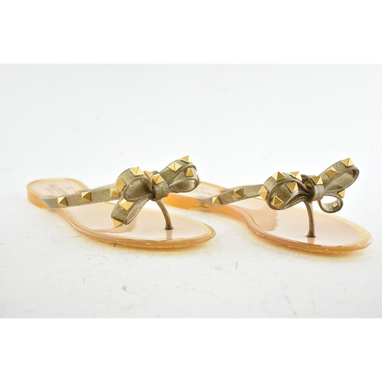 Valentino Valentino Rockstud Jelly Bow Bronze Rubber Thong Flat Slide Size US 5 / IT 35 - 4 Thumbnail
