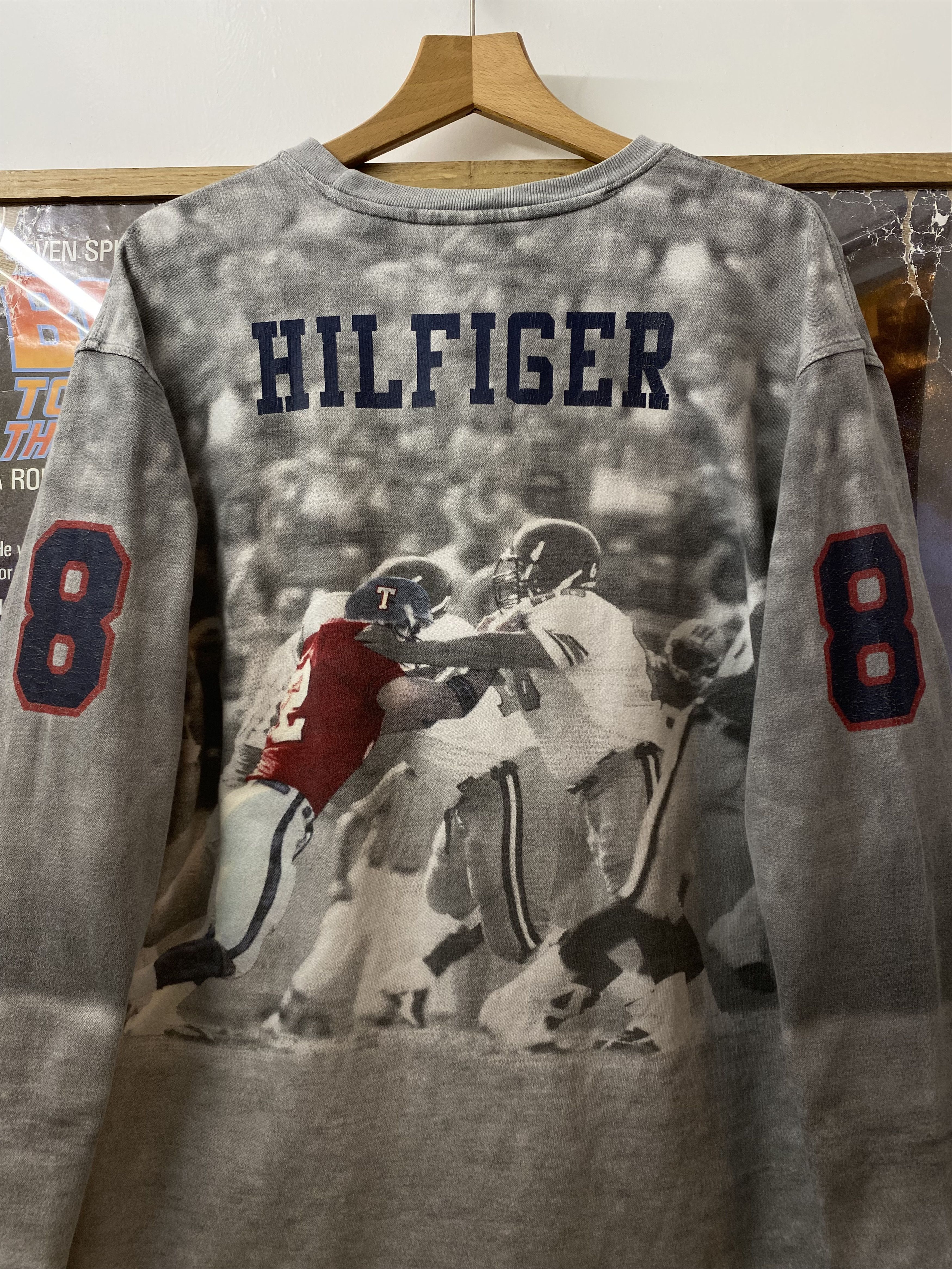 Tommy Hilfiger 90s Vintage Tommy Hilfiger NFL Number 8 AOP Sweatshirt Size US XL / EU 56 / 4 - 5 Thumbnail