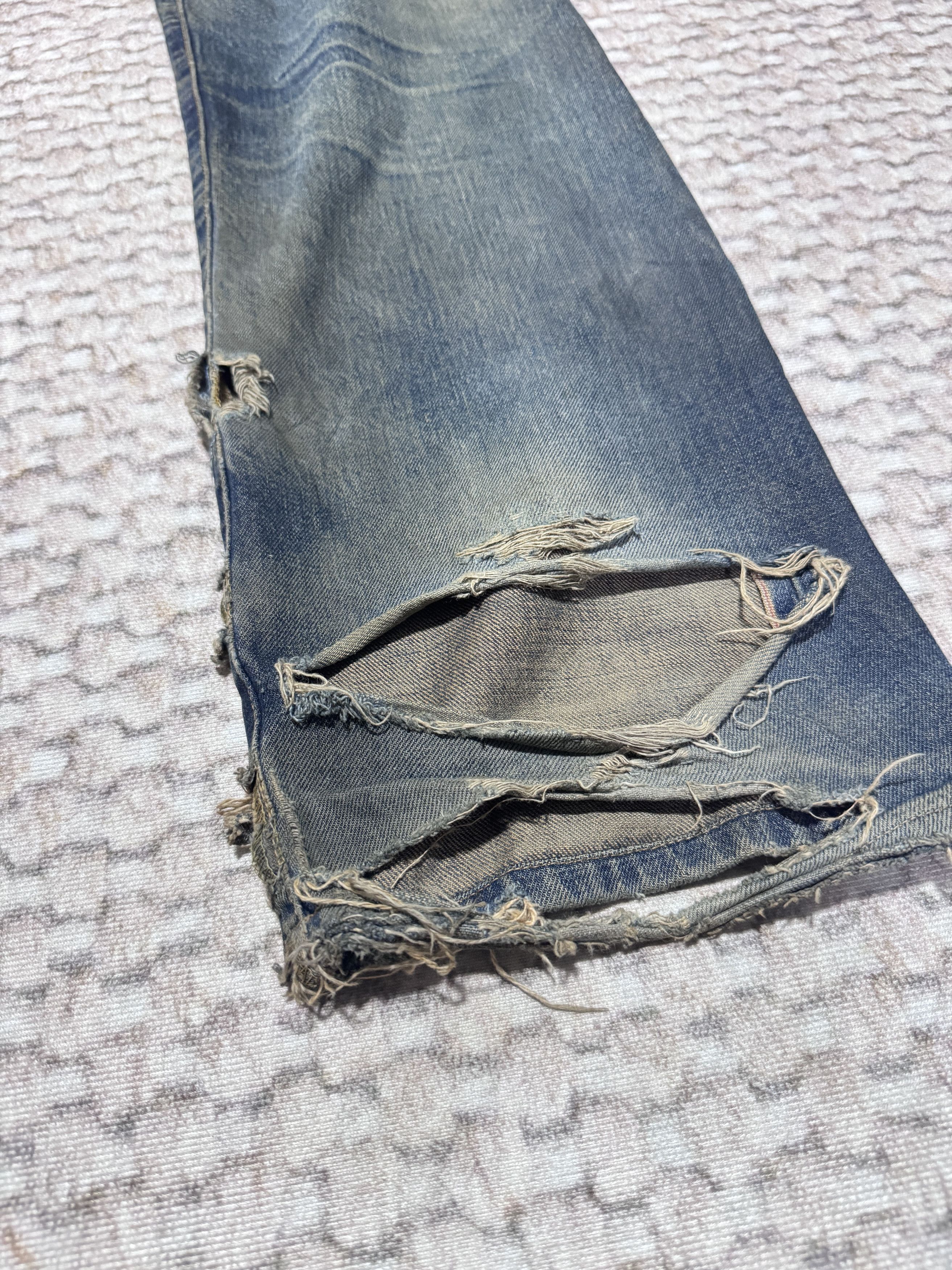 Edwin Vintage Edwin 505X Rusty Natural Distressed Selvadge Jeans Size US 30 / EU 46 - 10 Thumbnail