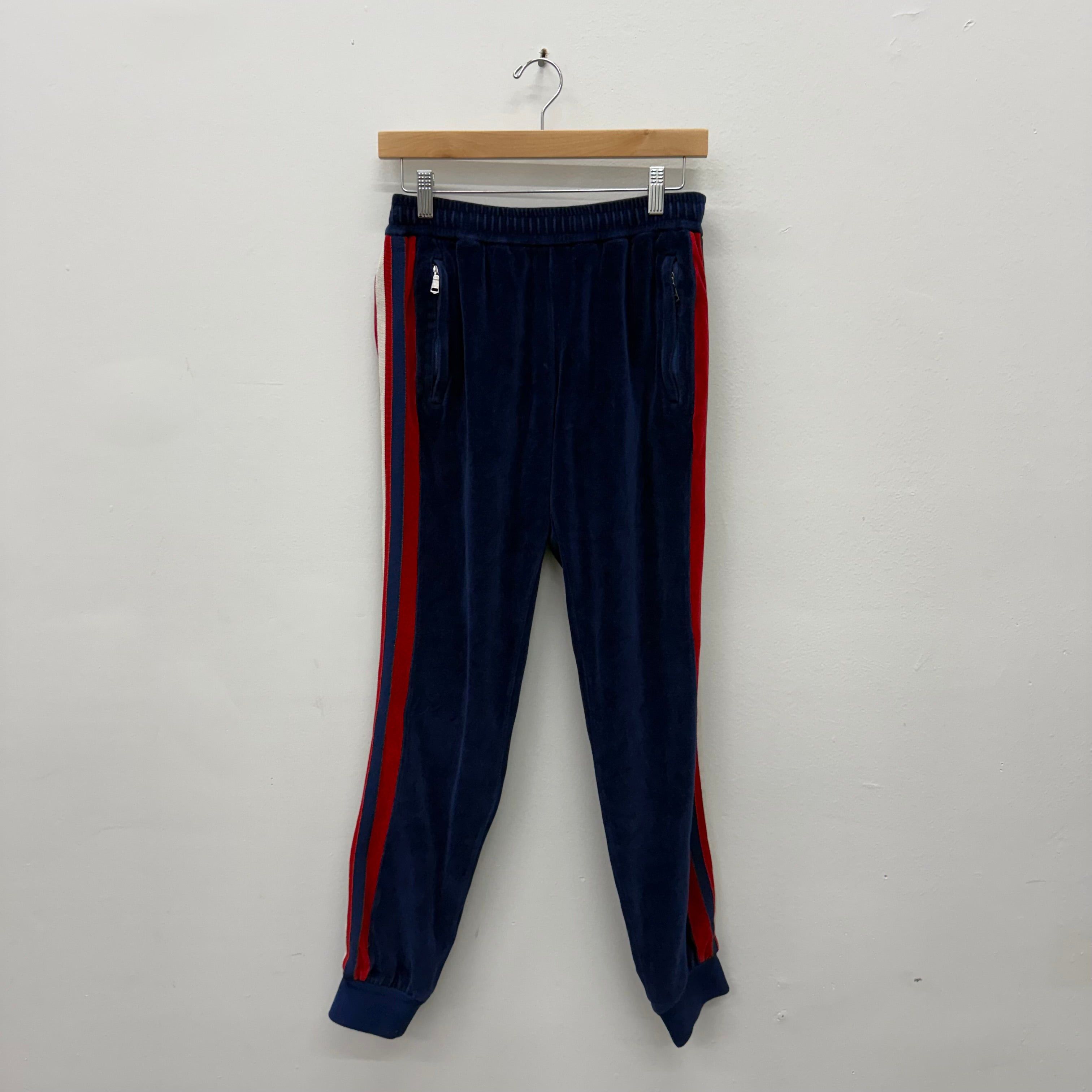 Gucci Gucci Blue/Red Stripe Velvet Track Sweatpants - Size S Size US 30 / EU 46 - 2 Thumbnail