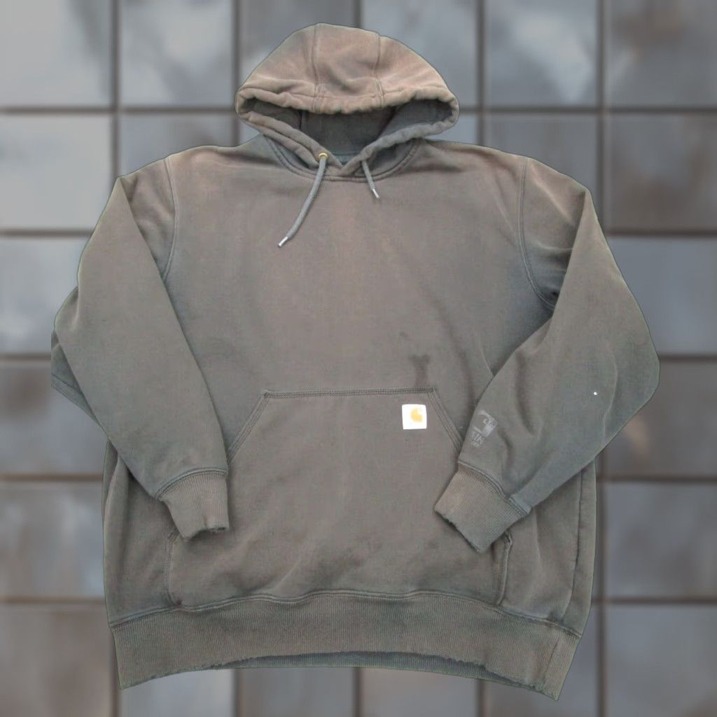 Carhartt Carhartt Hoodie Mens XL Black Distressed Grunge Pullover Sweatshirt Sweat Hoodie Pockets Logo Size US XL / EU 56 / 4 - 1 Thumbnail