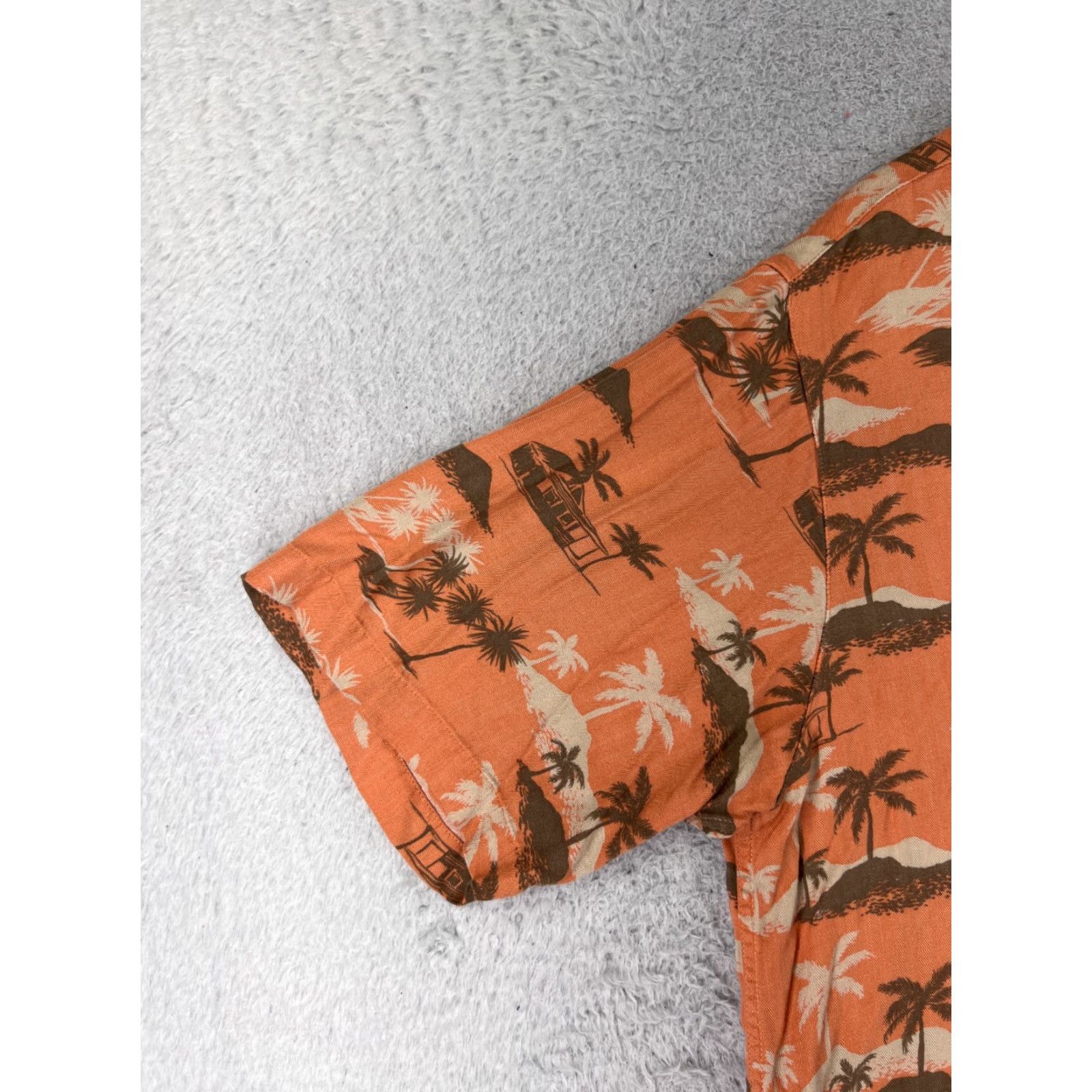 Vintage Caribbean Men Shirt L Orange Hawaiian All Over Print Beach Aloha Resort Shirt (Button-Up) Size US L / EU 52-54 / 3 - 3 Thumbnail