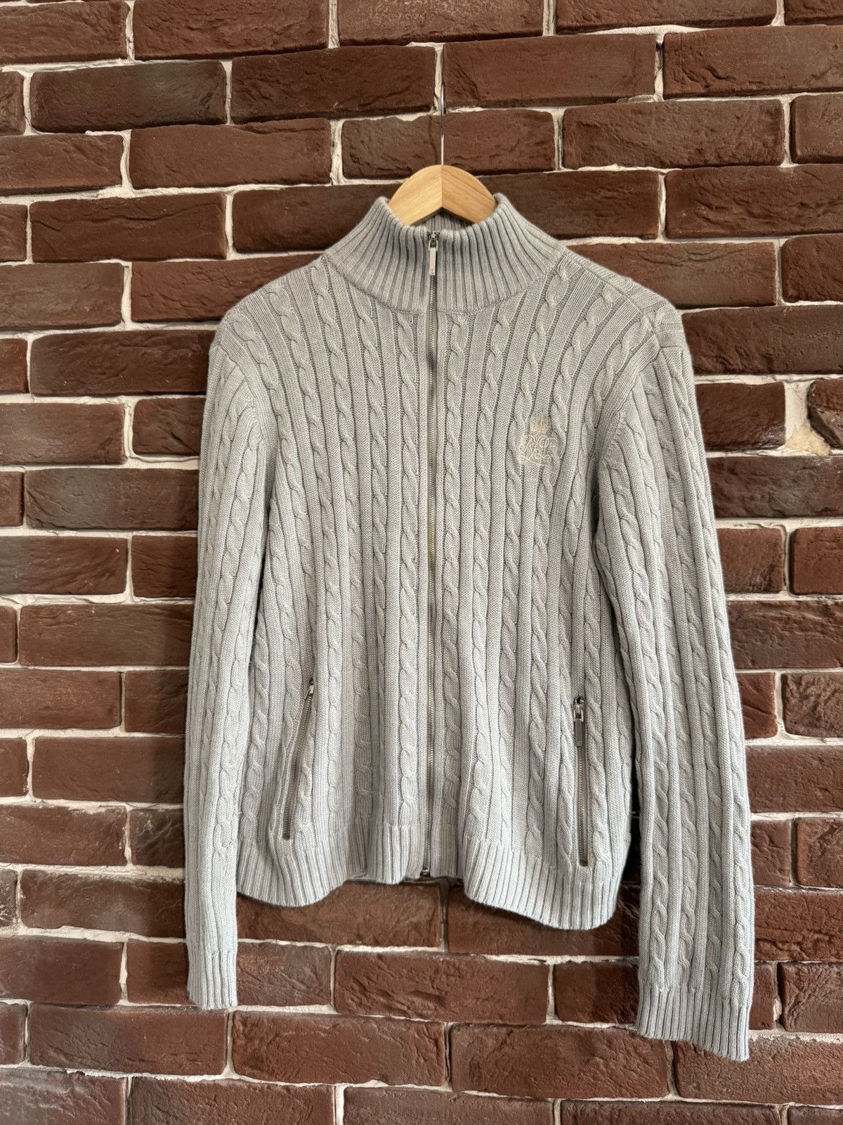 Ralph Lauren Women's Ralph Lauren Grey Cable Logo Knit Swearshirt M Size M / US 6-8 / IT 42-44 - 1 Thumbnail