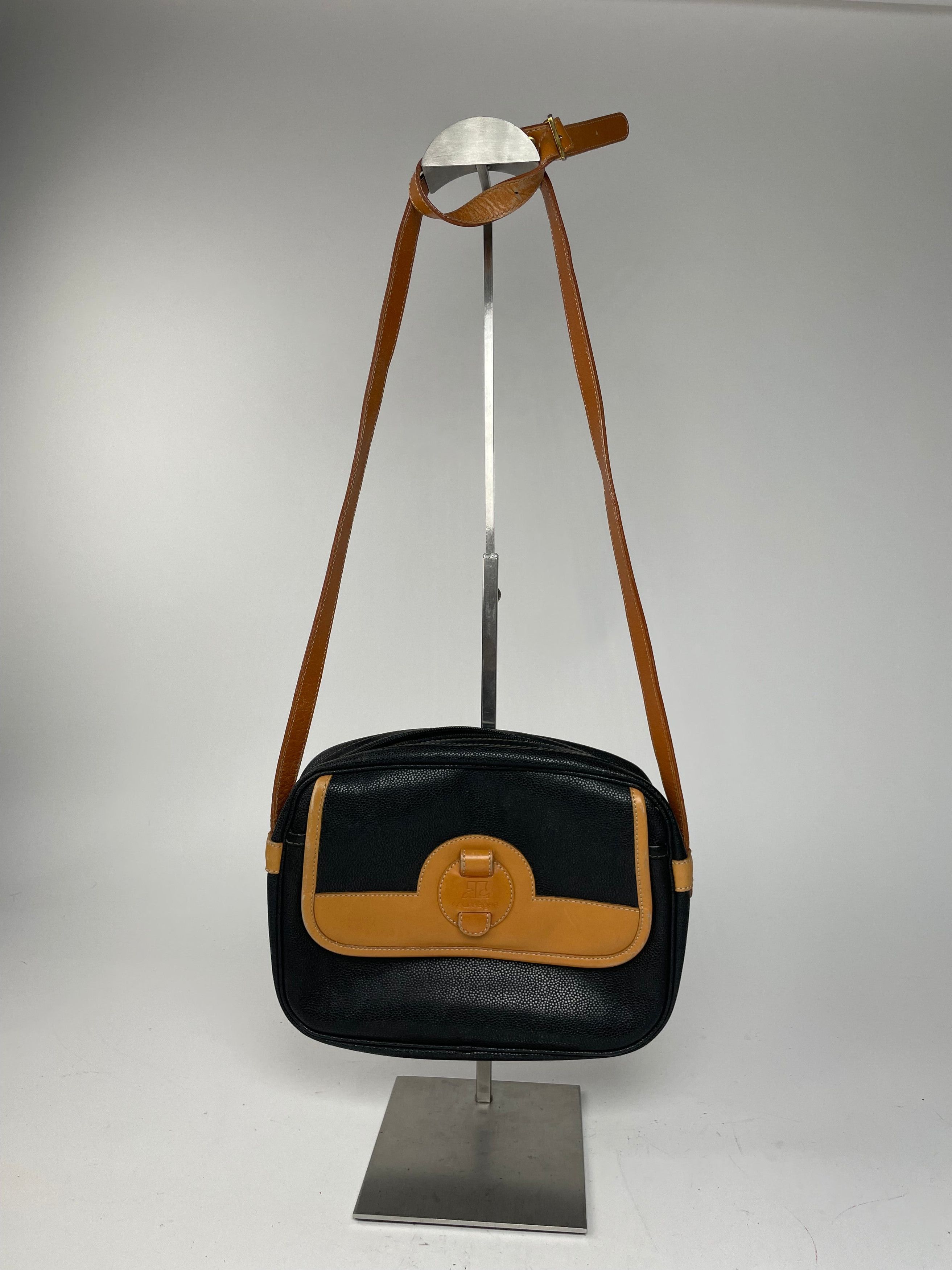Courreges Vintage Paris Leather Crossbody Bag Black Brown Size ONE SIZE - 1 Thumbnail