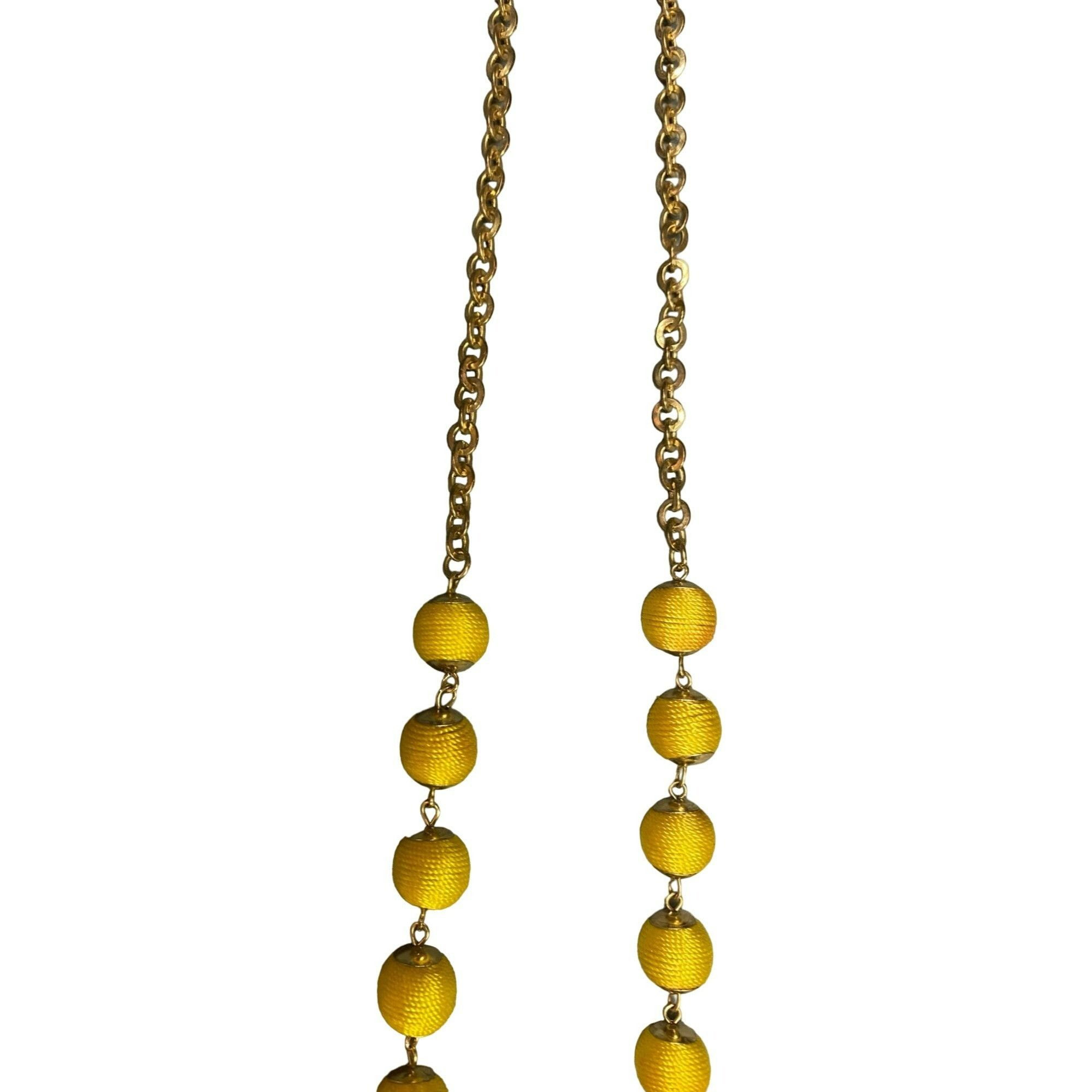 Other Vintage Gold Chain Necklace With Yellow Thread Wrapped Beade Size ONE SIZE - 3 Thumbnail