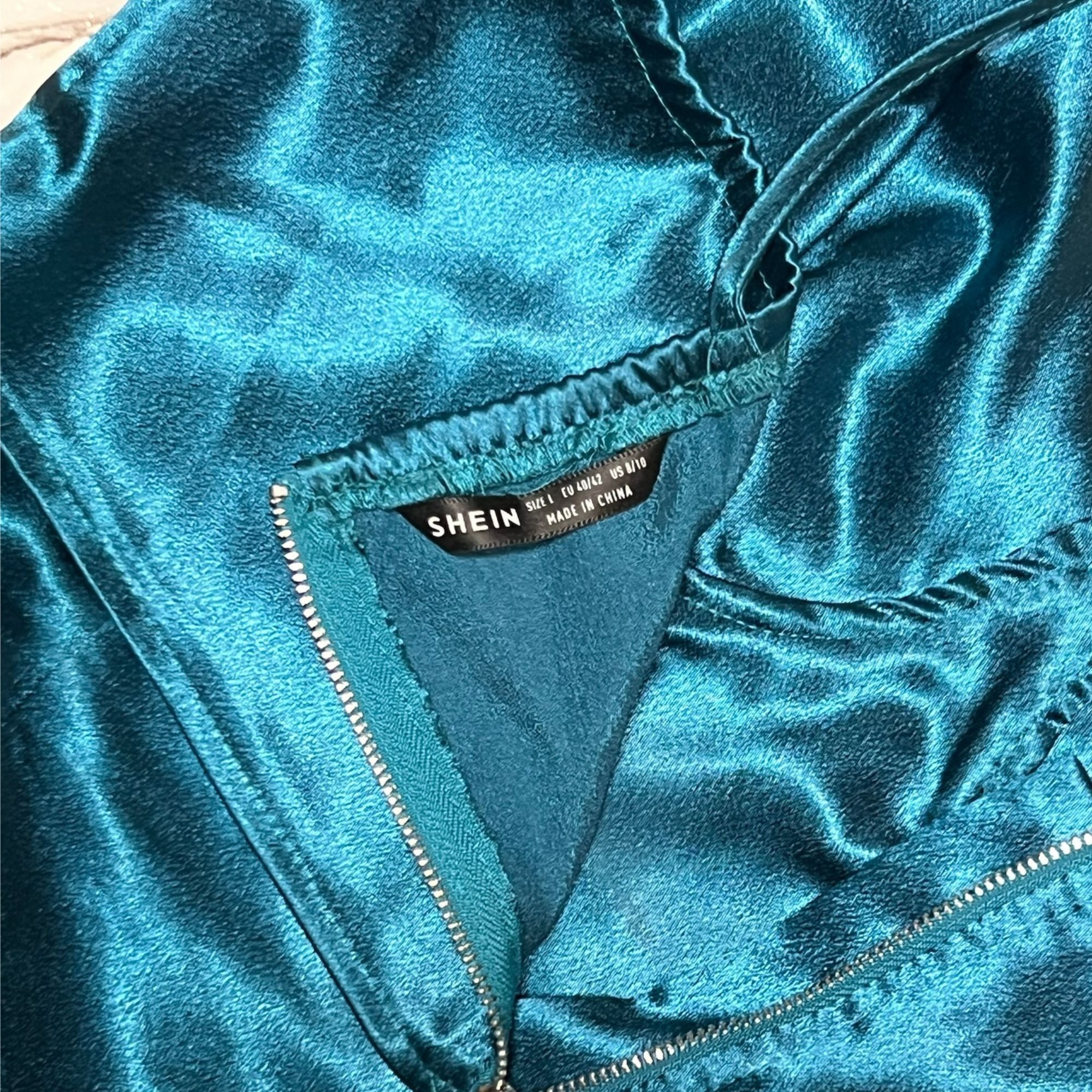 Shein Shein Turquoise Satin Corset Top With Adjustable Tied Straps Size L / US 10 / IT 46 - 4 Thumbnail