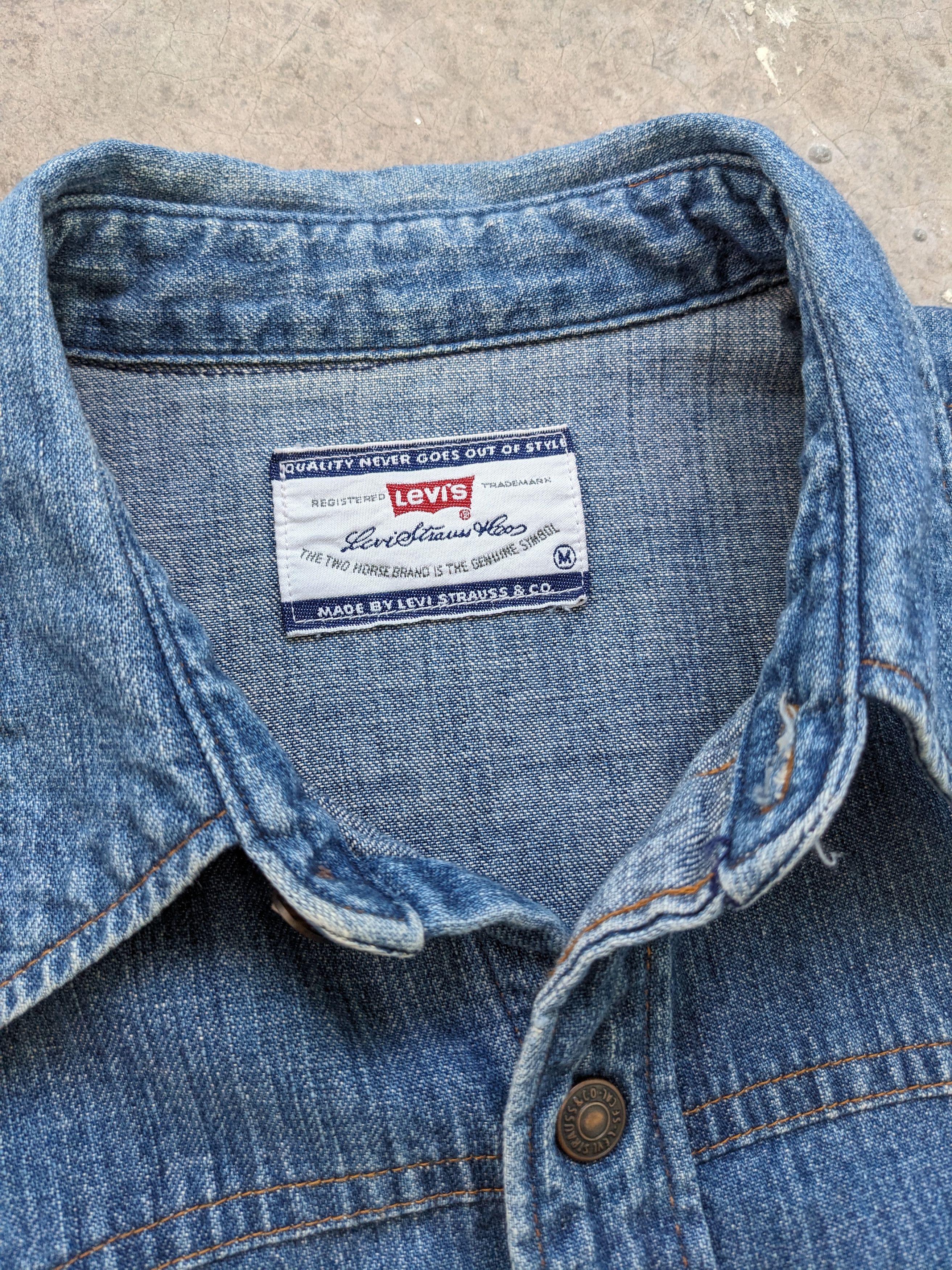 Levi's Vintage Levis Denim Shirt Boro Custom Made Size US M / EU 48-50 / 2 - 10 Thumbnail